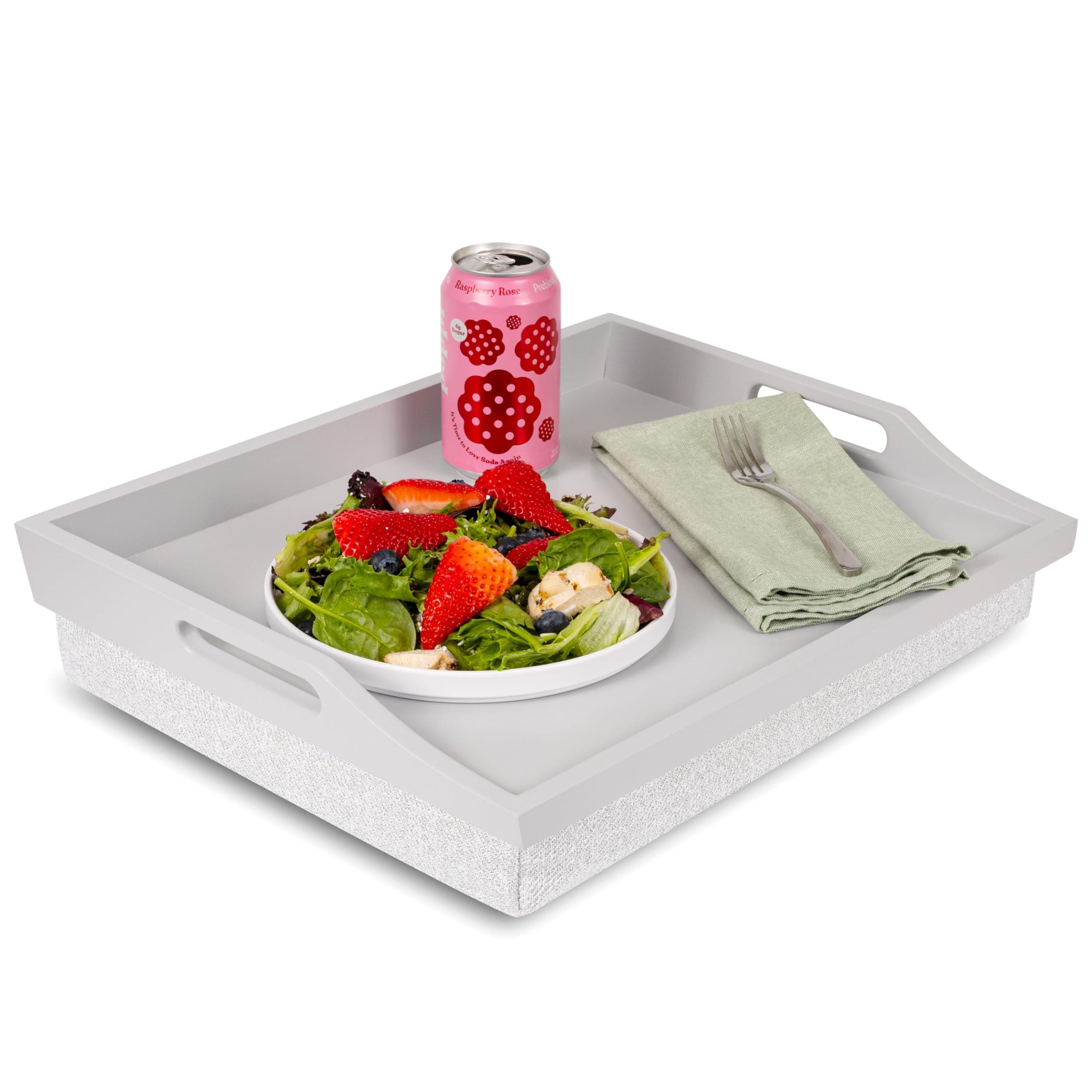 ROSSIE HOME Wood Bed Tray Lap Desk with Detachable Cushion, Serving Tray - Calming Gray - Fits up to 15.6 Inch Laptops - Style No. 76105