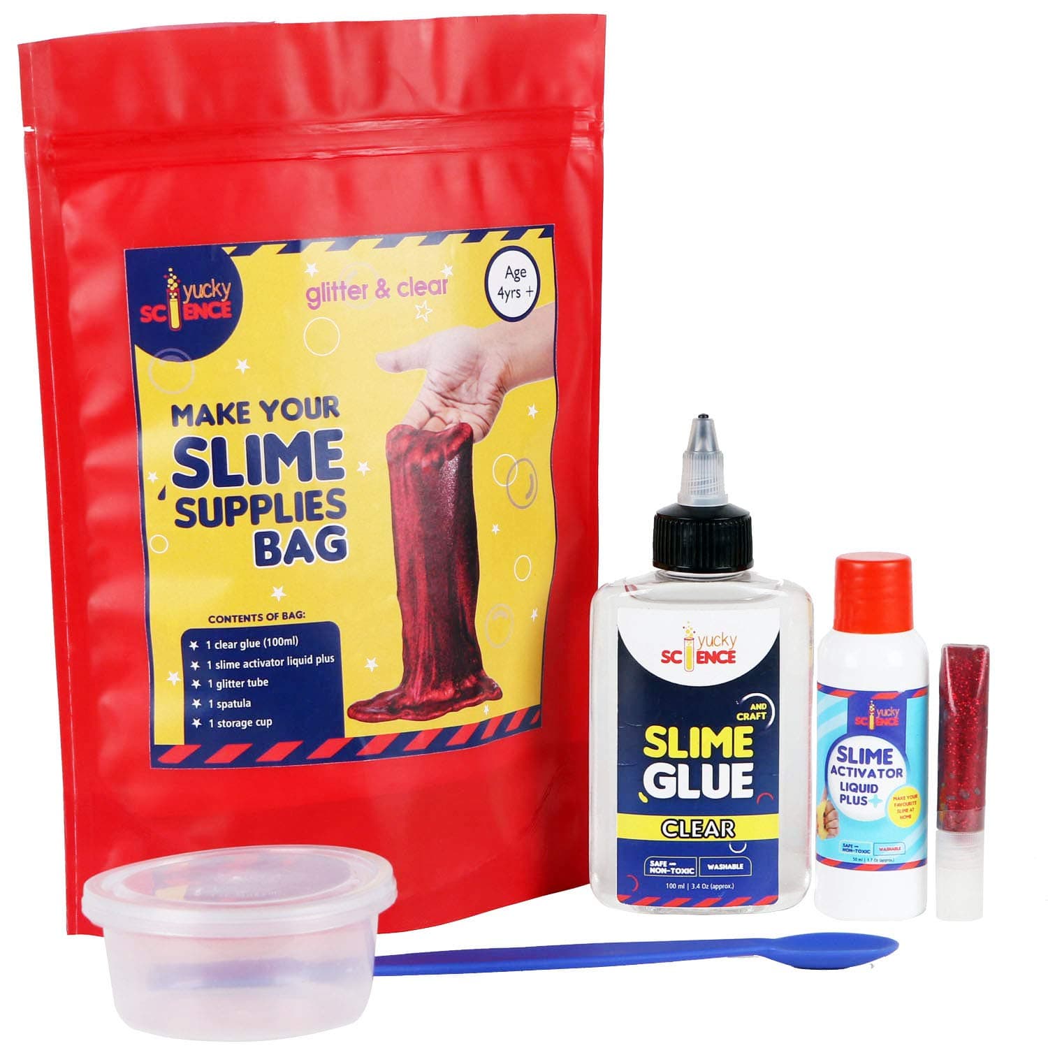 Slime Making Supplies Bags (Glitter and Clear). Age 4 Years and Above. (Multicolour) (1 Bag)