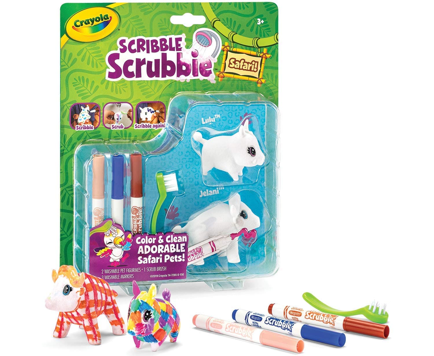 Crayola Scribble Scrubbie Safari Animals, Warthog & Buffalo, 2Count, Creative Toy, Gift for Kids, Age 3, 4, 5, 6