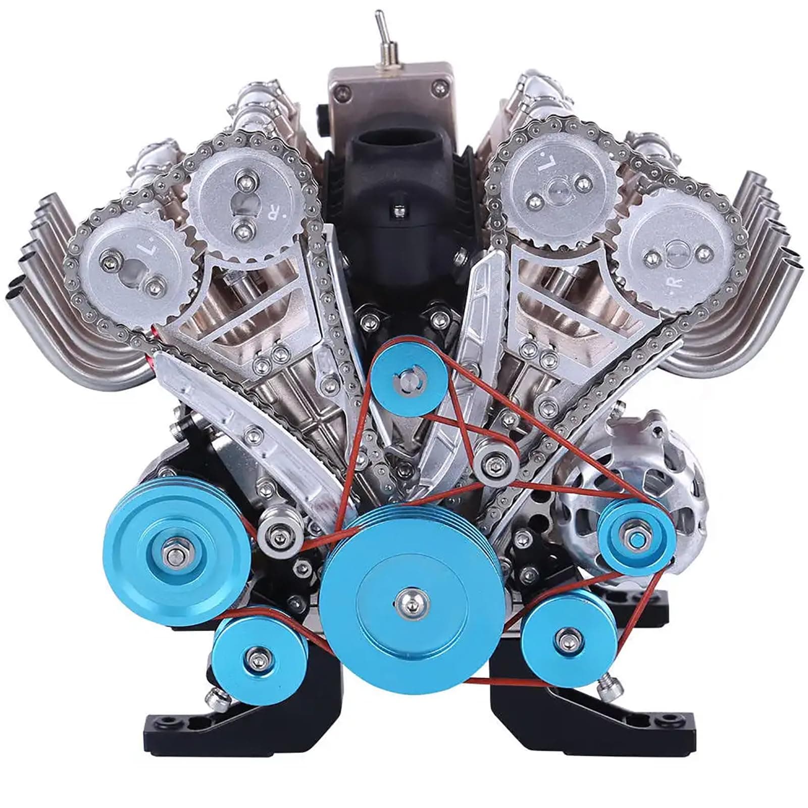 V8 Engine Kit, Metal 8-Cylinder Simulated Model, Assembly Electric Engine, Simulation Dynamic Internal Combustion, With Working Function, Can Charge, Suitable for kids & adults