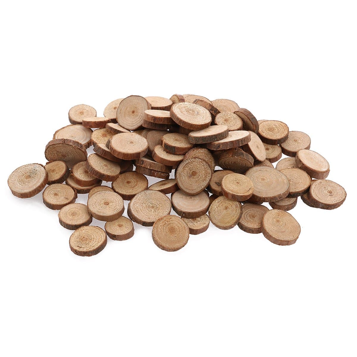 BESTOYARD 100pcs Round Wooden Discs Wood Slices Circles for Craft DIY Wedding Centerpieces 1.5-3CM