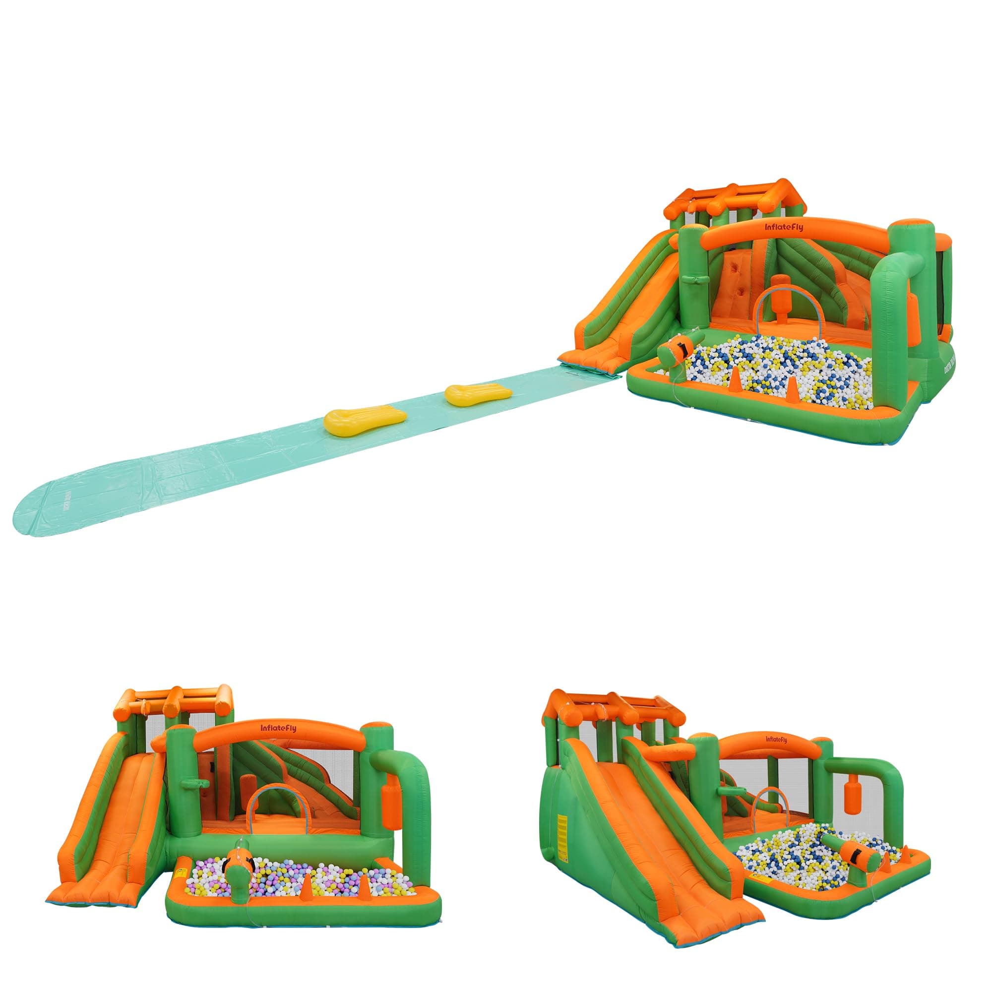 Bounce House, Inflatable Water Bounce House with Blower, Kids Bouncy Castle Dual Slides Water Park with Slide Mat for Wet and Dry