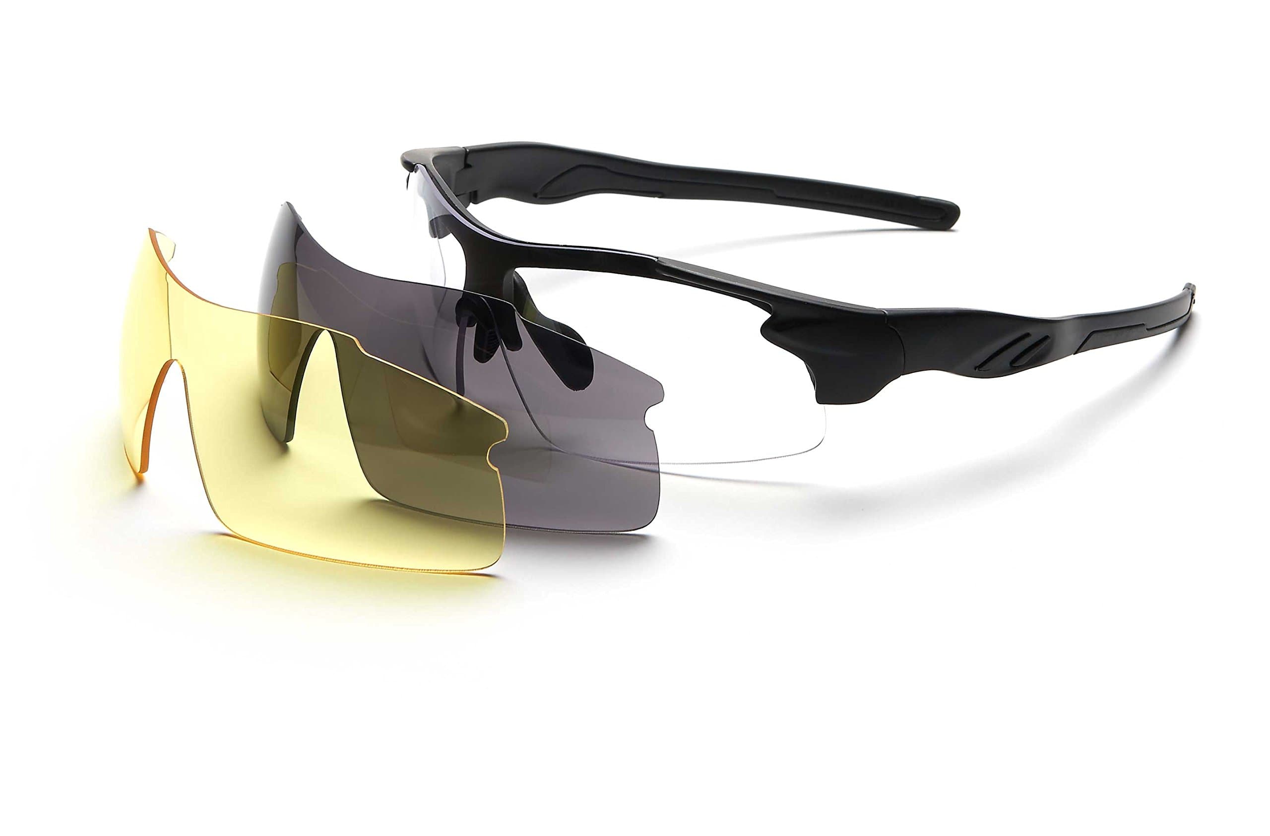 FWE Rayet Anti-Fog Hydrophobic Scratch Resistant Interchargeable Lenses Glasses Black