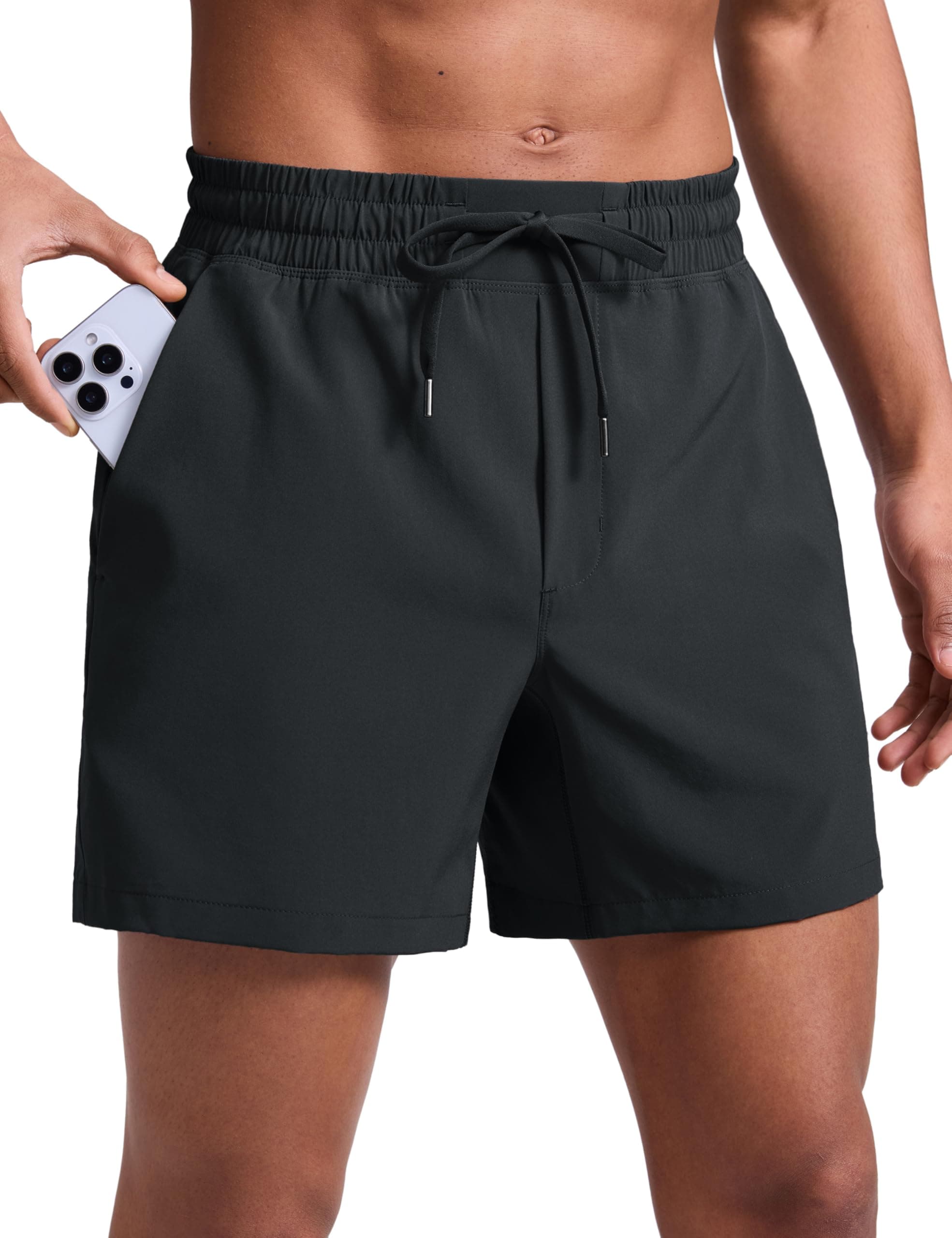 CRZ YOGA Men's Linerless Workout Shorts - 5'' Lightweight Quick Dry Running Sports Athletic Gym Shorts with Pockets