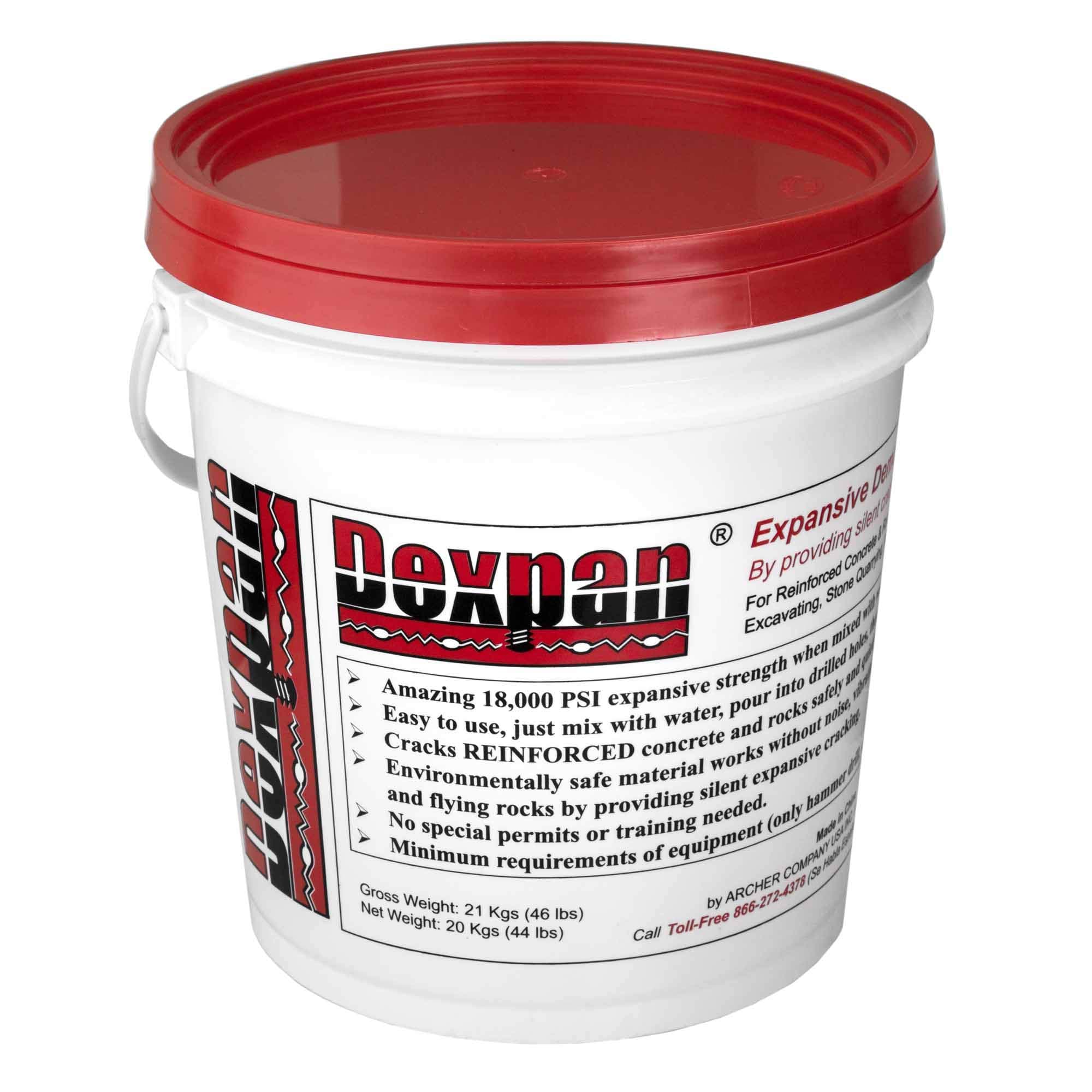 Expansive Demolition Grout 44 Lb. Bucket for Rock Breaking, Concrete Cutting, Excavating. Alternative to Demolition Jack Hammer Breaker, Jackhammer, Concrete Saw, Rock Drill (DEXPAN44BKT1) (77-