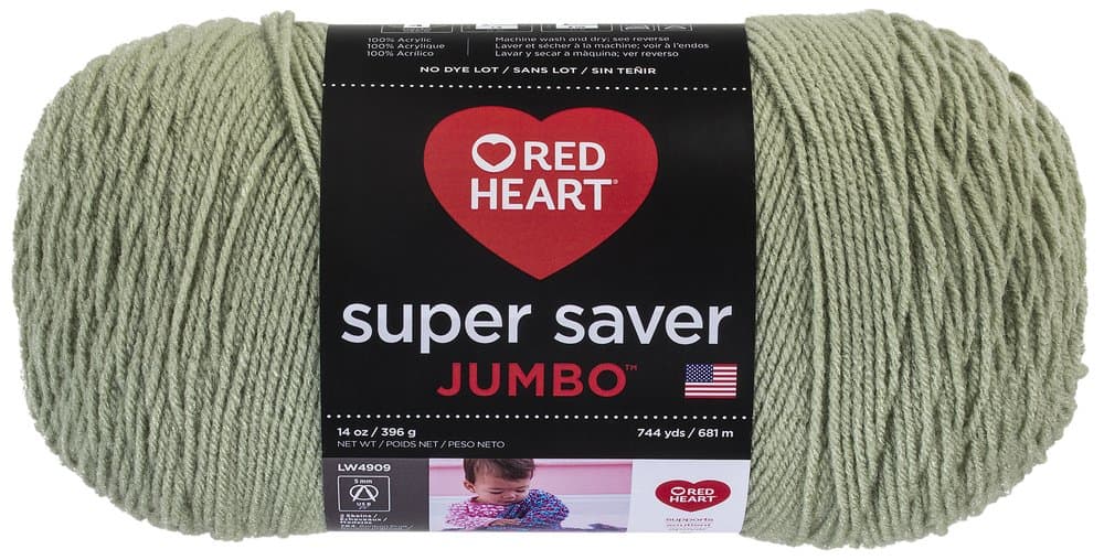 Coats Yarn Acrylic Blend Red Heart Super Saver Yarn-Frosty Green