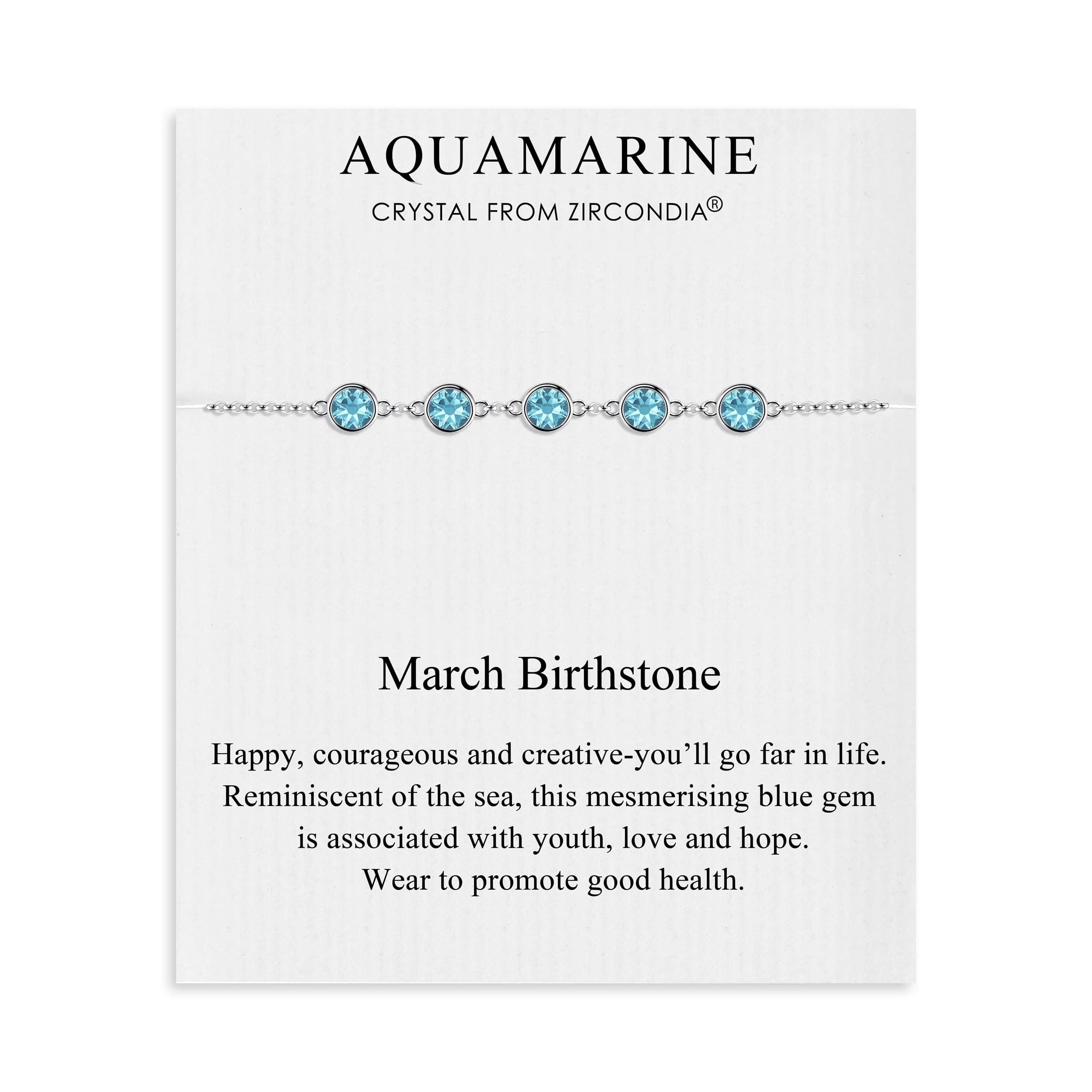 March Birthstone Bracelet Created with Aquamarine Zircondia® Crystals