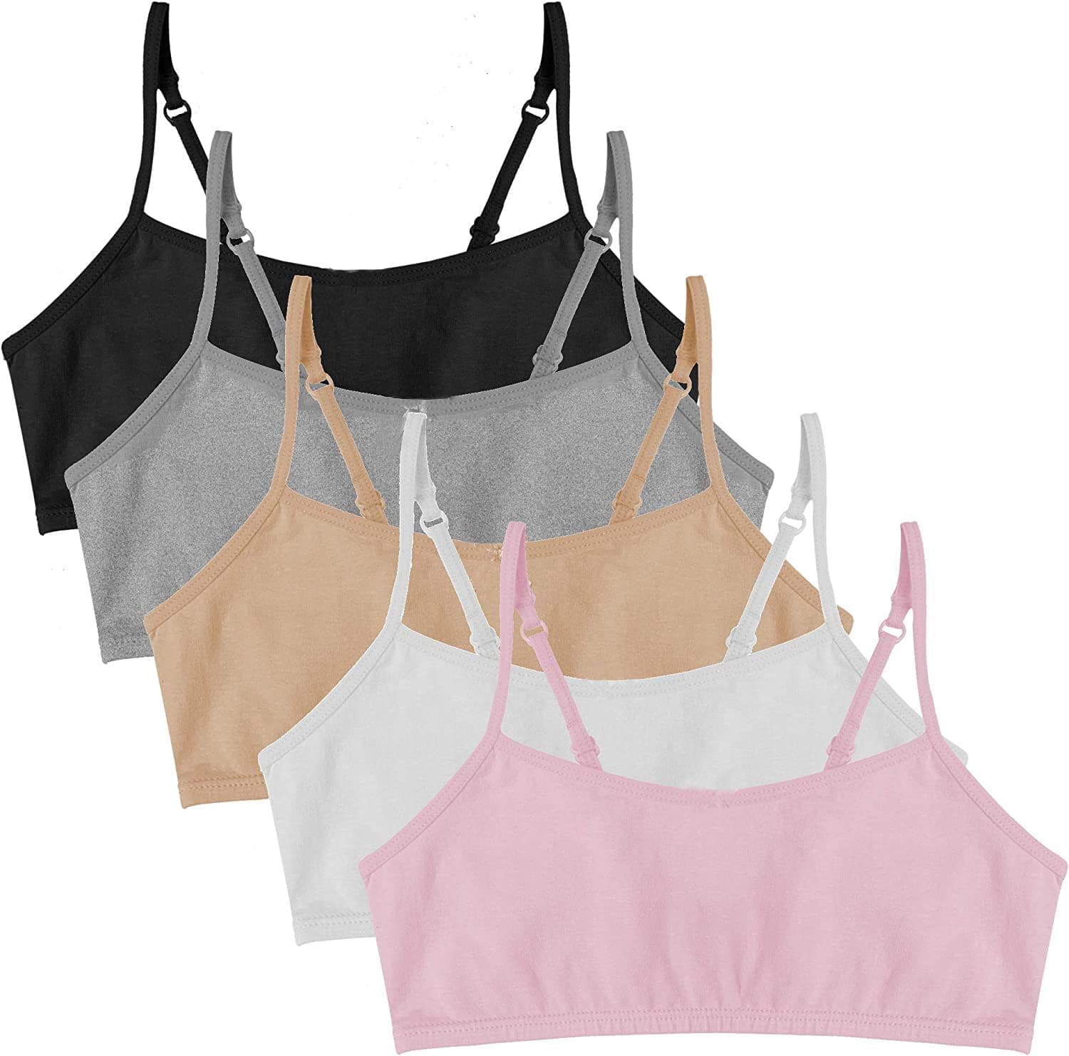 Cotton Girls Training Bra - Crop Cami Training Bras for Girls with Adjustable Straps. Cotton Bra Pack.