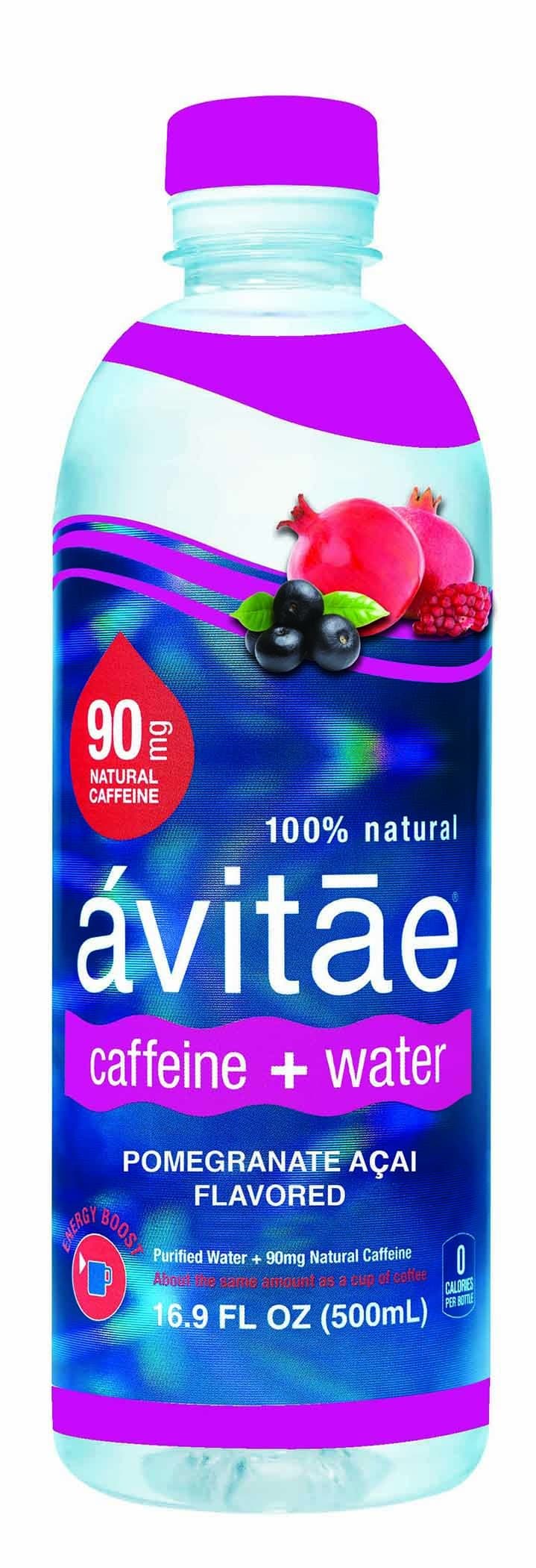 Avitae Natural Caffeine Water, Pomegranate Acai 90mg Caffeine | No-Crash Coffee & Soda Substitute | Green Coffee Bean Extract, Zero Chemicals, Zero Sugar, Zero Calories (12 Pack)