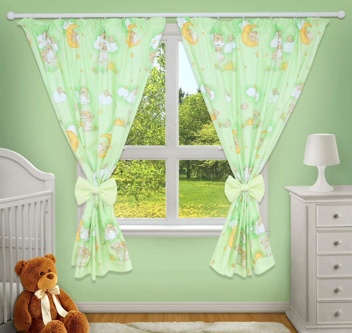 TheLittles24 Luxury Decorative Curtains for Baby Room Matching with Our Nursery Bedding Sets (Ladder Green)