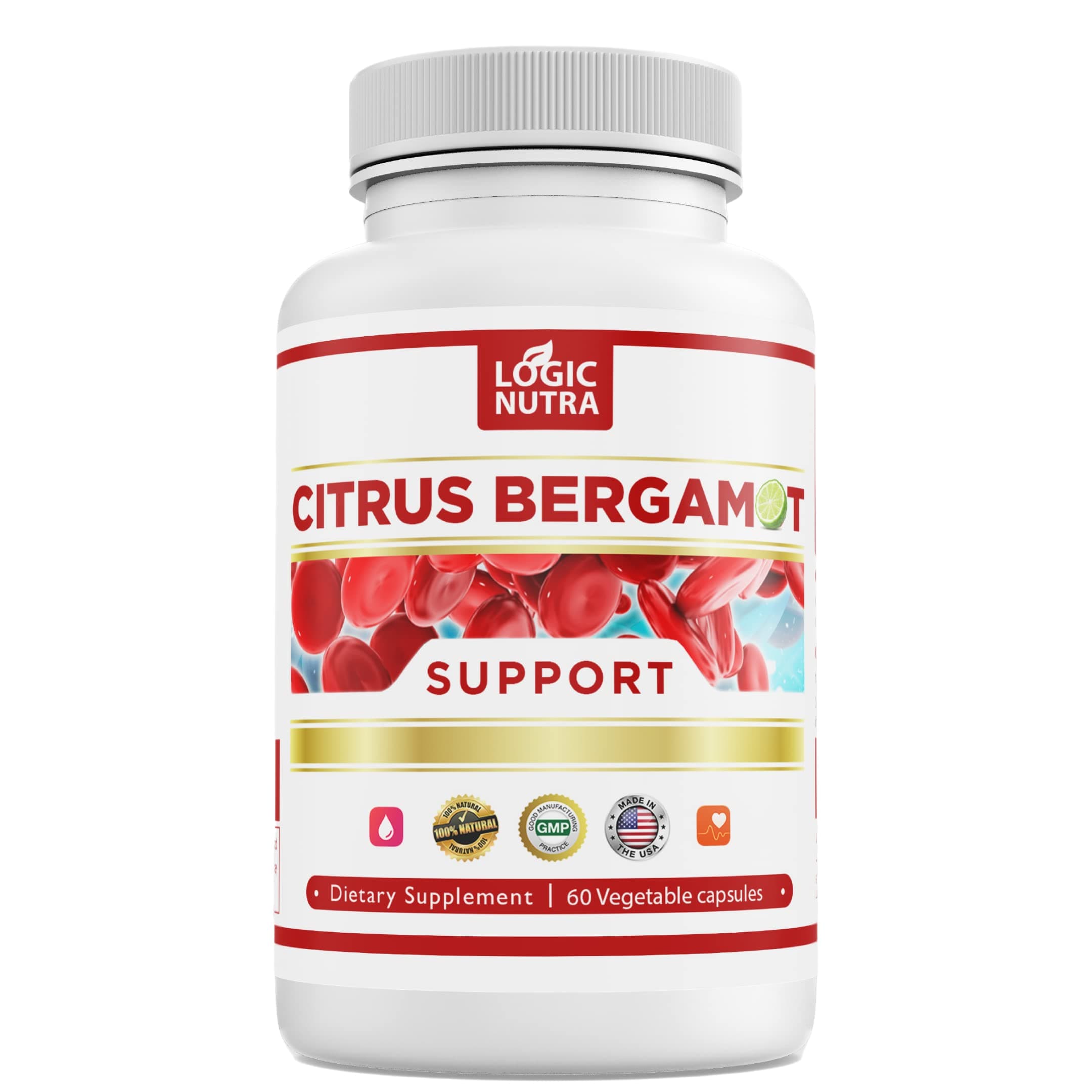 Citrus Bergamot Supplement for High Cholesterol – 1000mg Citrus Bergamot Extract 10:1 (2 Caps) – Organic, Non-GMO, Patented Clinical Grade Bergamot Blend for Heart Health – 60 Capsules