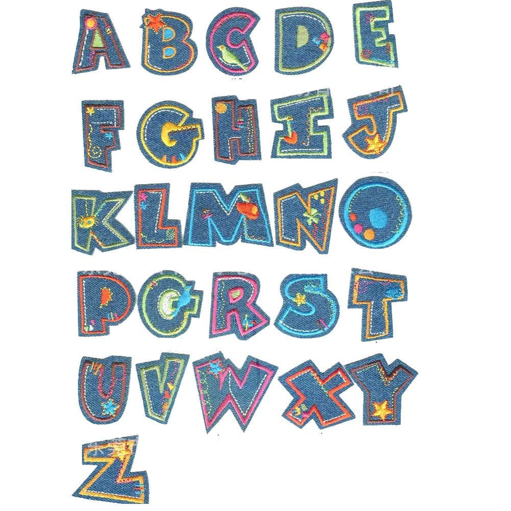 Letter A-Z Novelty Applique Patches (Iron or Sewing On) (Cartoon Letter)
