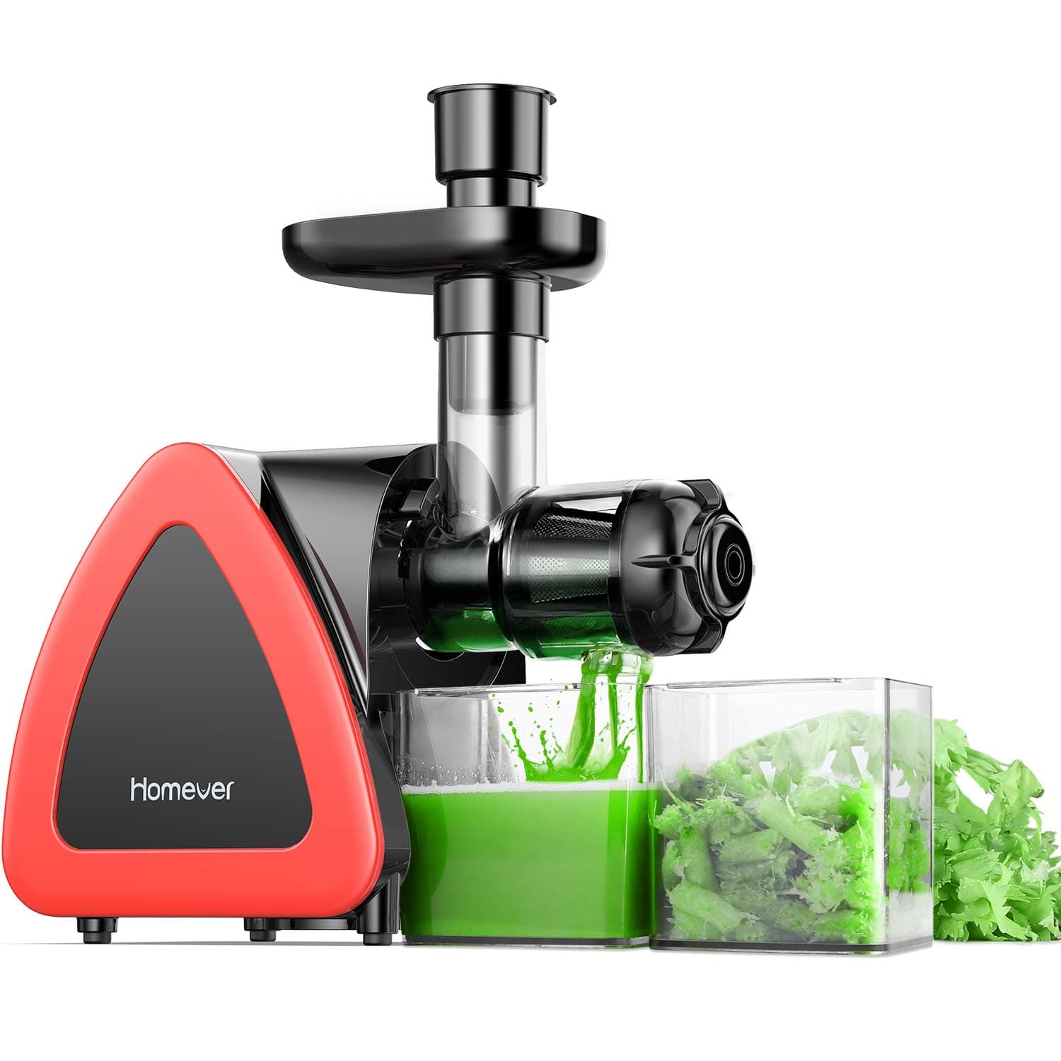 Juicer Machines, HOMEVER Slow Masticating Juicer for Fruits and Vegetables, Quiet Motor, Reverse Function, Easy to Clean Hight Nutrient Cold Press Juicer Machine with Juice Cup & Brush, BPA-Free