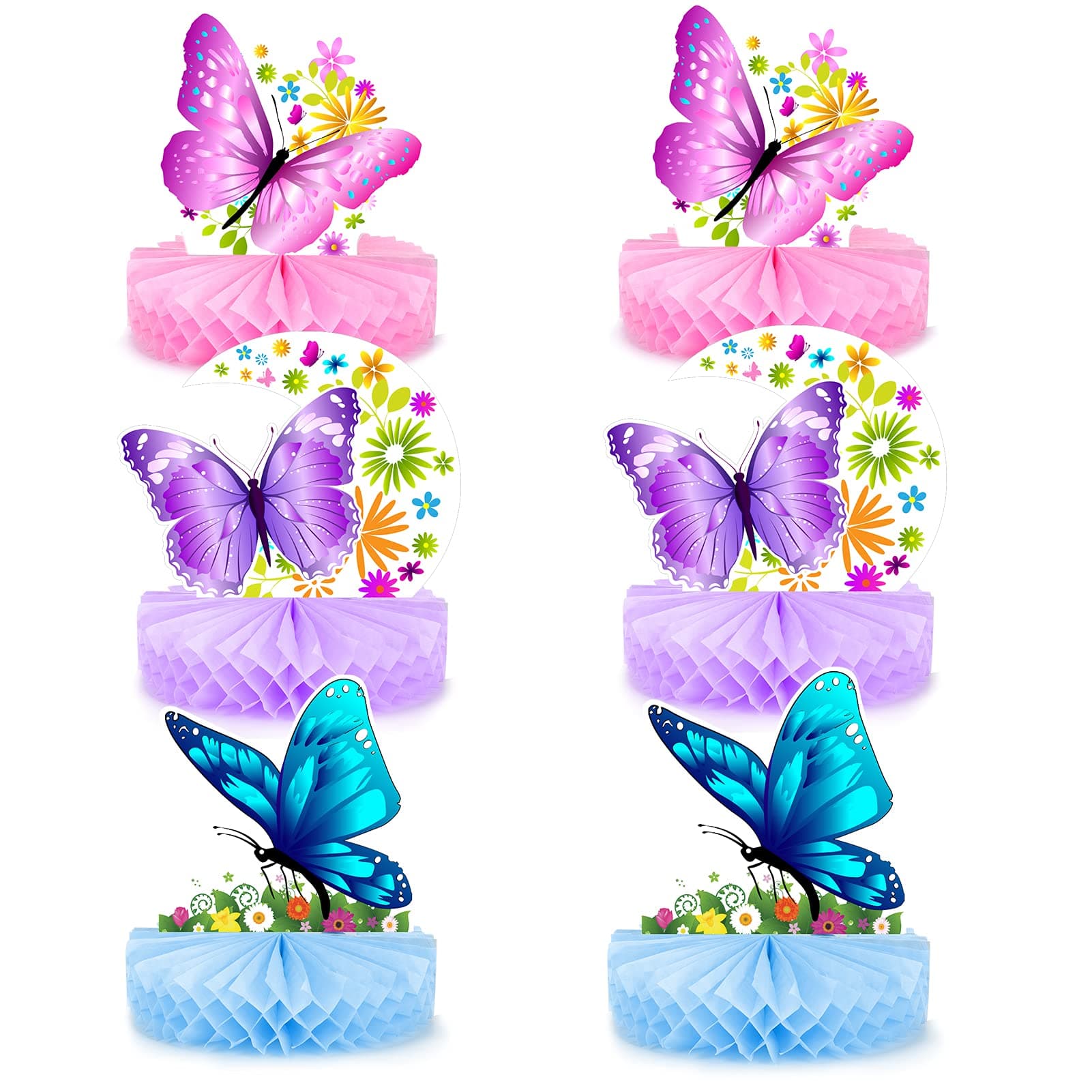 BUSOHA 6 Pieces Butterfly Honeycomb Table Centerpiece,Butterfly Party Decorations Butterfly Birthday Decorations Party Supplies for Butterfly Theme Party Birthday Baby Shower Party Supplies