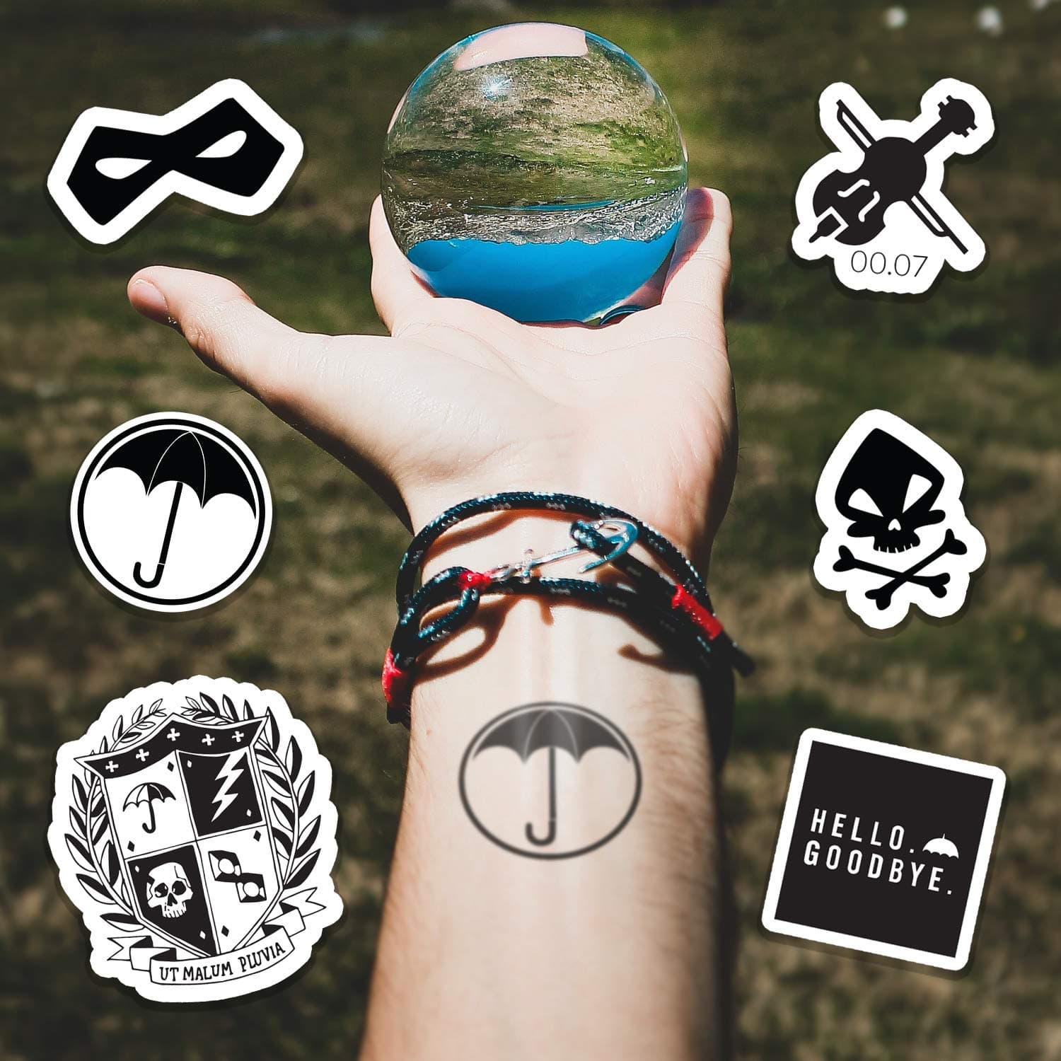 Umbrella Academy Temporary Tattoo Set | 12 Temporary Tattoos, 2 Copies Each | Skin Safe |