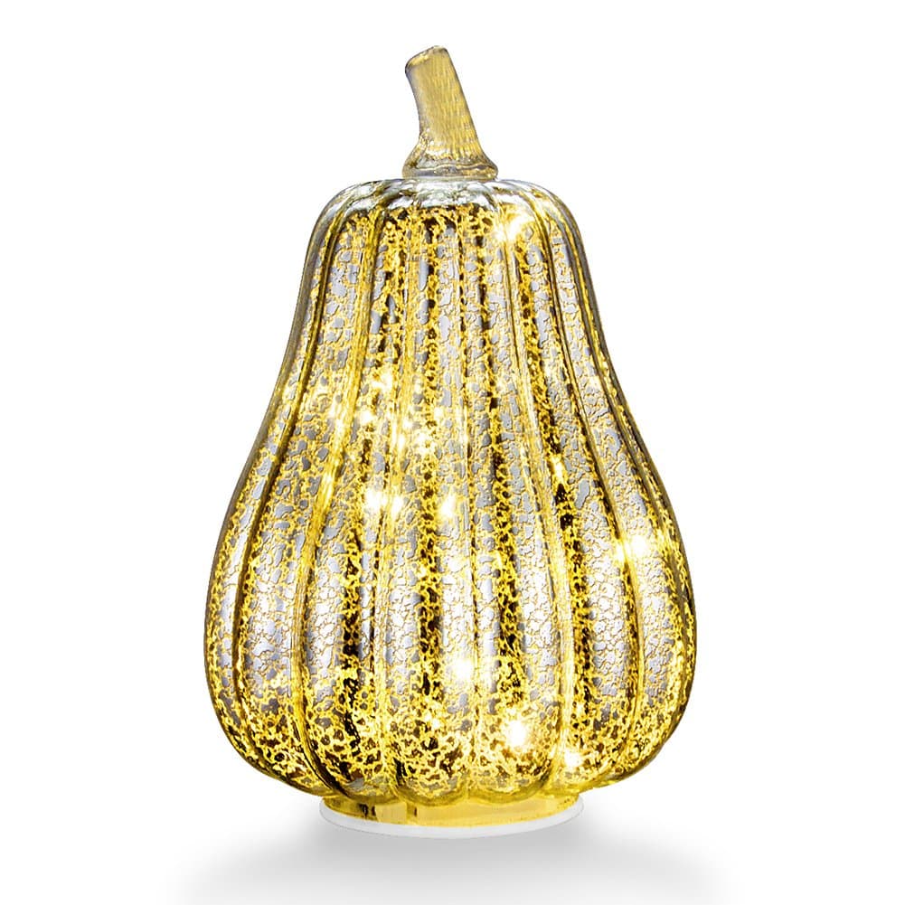Mercury Glass Home Decor Pumpkin Light, XY Decor 8.7" Battery Operated LED