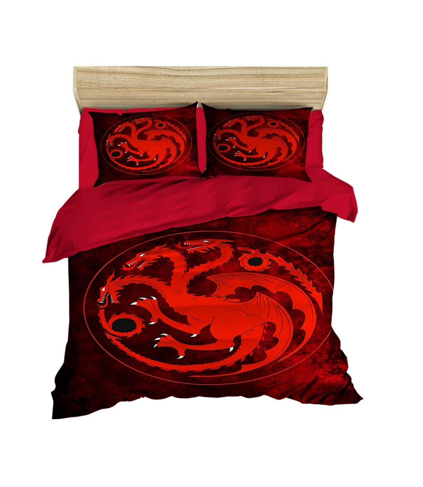 3D Dragon Bedding Set, 100% Cotton Quilt/Duvet Cover Set, Exclusive Luxury Special Design, Kids Bed Set, Full/Queen Size, Red Orange, (4 Pieces)