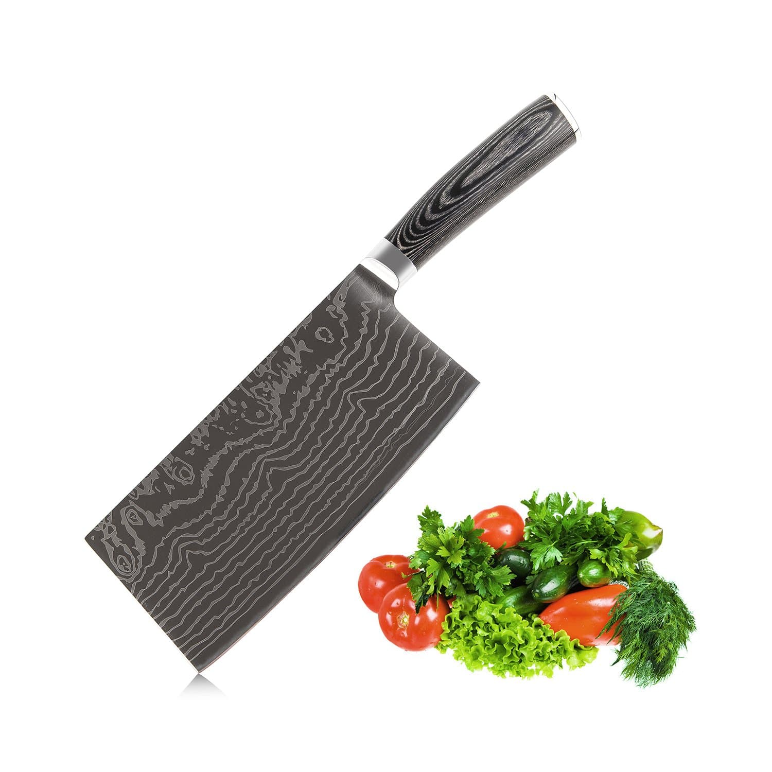 EKUER 7-Inch Chinese Chef Chopper Cleaver Butcher Vegetable Knife for Home Kitchen or Restaurant,German High Carbon Stainless Steel