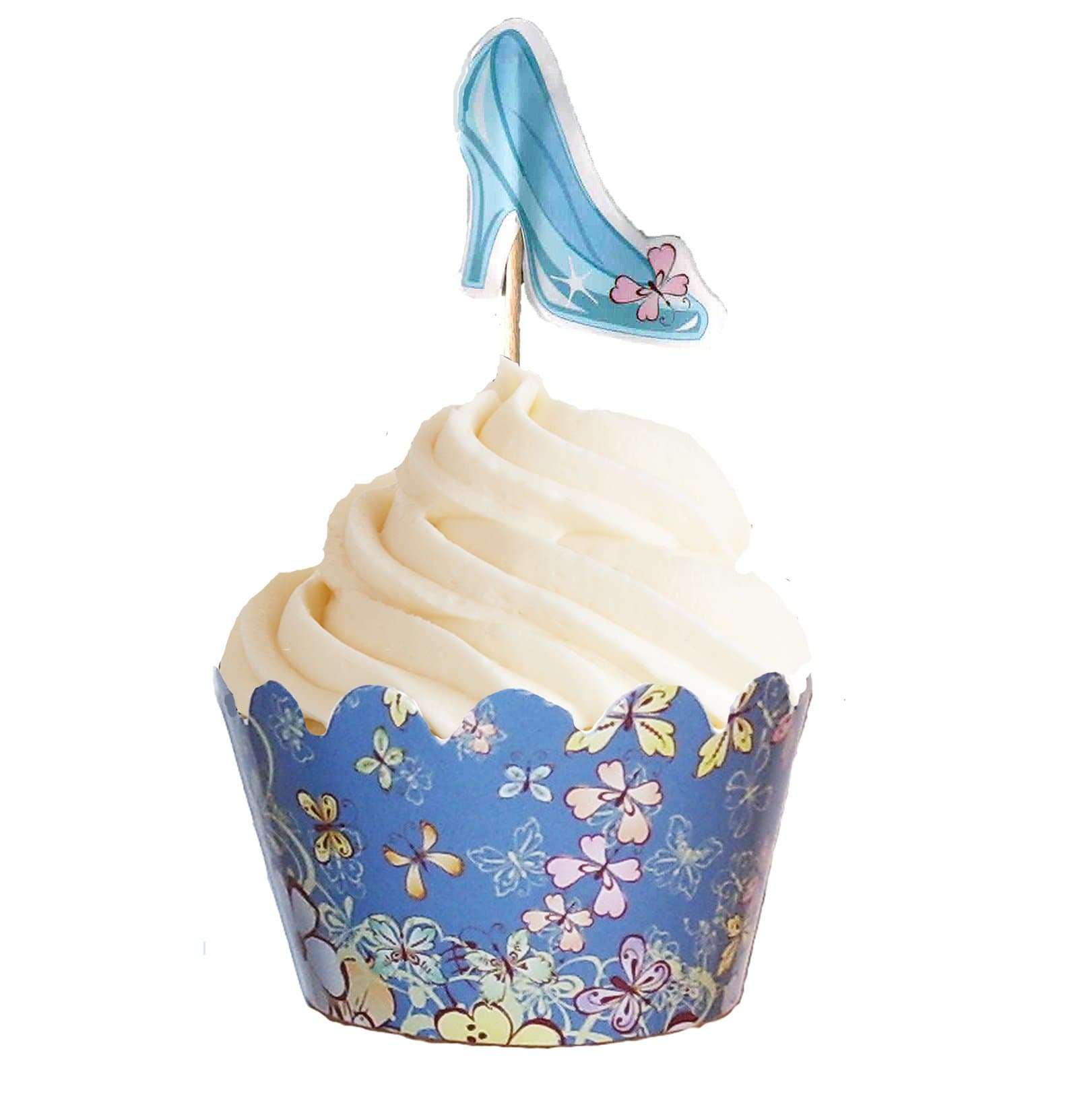24 Cinderella Inspired Butterflies and Ballgowns Cupcake Picks and Cupcake Wrappers