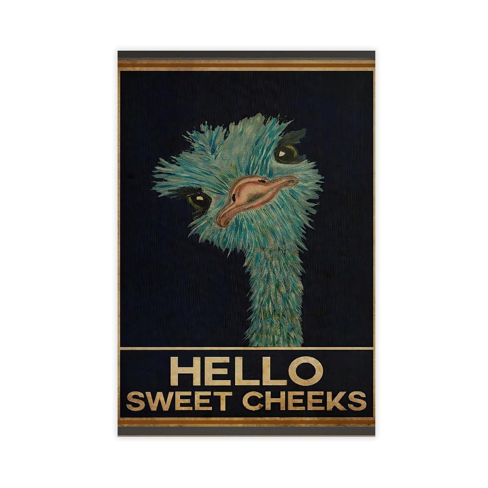 DESHVA Ostrich Hello Sweet Cheeks Canvas Poster Wall Art Decor Print Picture Paintings for Living Room Bedroom Decoration Unframe:12x18inch(30x45cm)