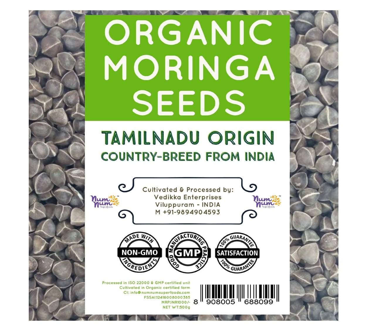 NUM NUM SUPERFOODS Tamilnadu Country breed Variety Organic Wingless Moringa Oleifera Tree Seeds/Dried Drumstick Kernelss -500 g