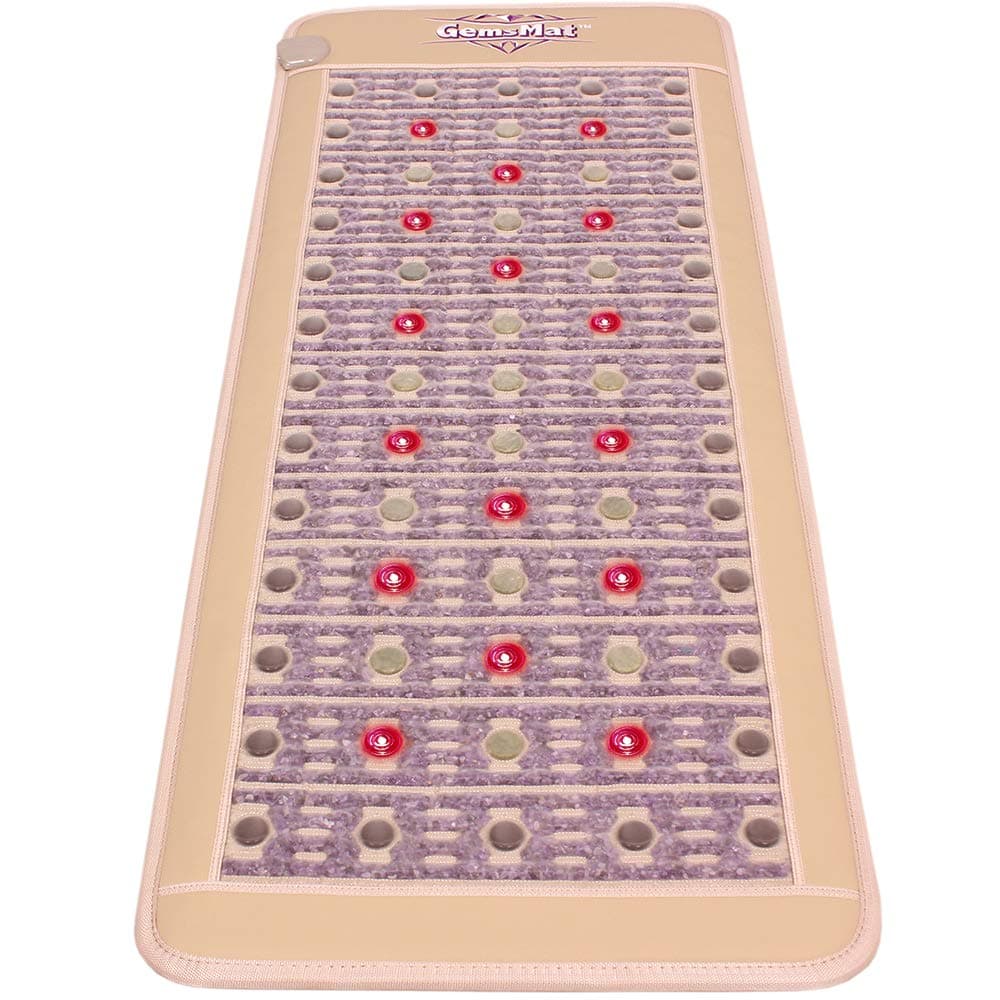 Leon- Far Infrared Amethyst Jade Tourmaline Crystal Heat Stone Mat (60"L x 24"W) - Red Light 16 Photon -Adjustable Timer & Temperature - Heating Pad