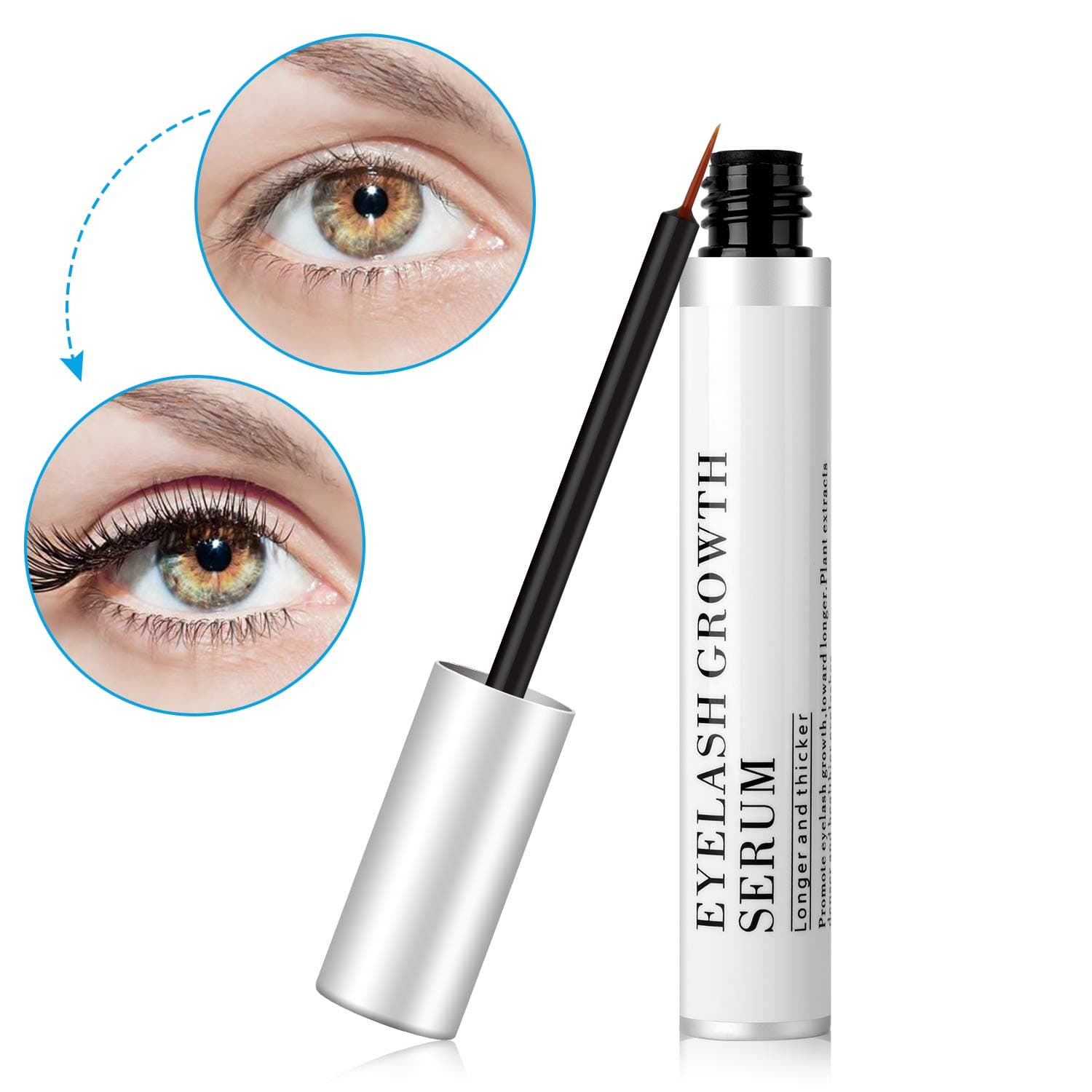 Eyelash Growth Serum, Fvgia Non-stimulating Lash Growth Serum, Natural Eyebrow Lash Enhancer with Biotin for Longer Thicker Lashes and Eyebrows