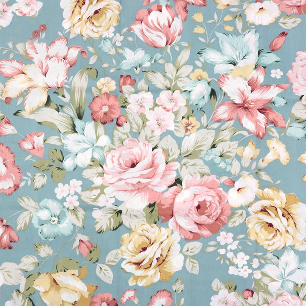 Hanjunzhao Vintage Floral Cotton Fabric 39 by 63 inches(Approx 1.09 by 1.75 Yard) for Quilting Sewing