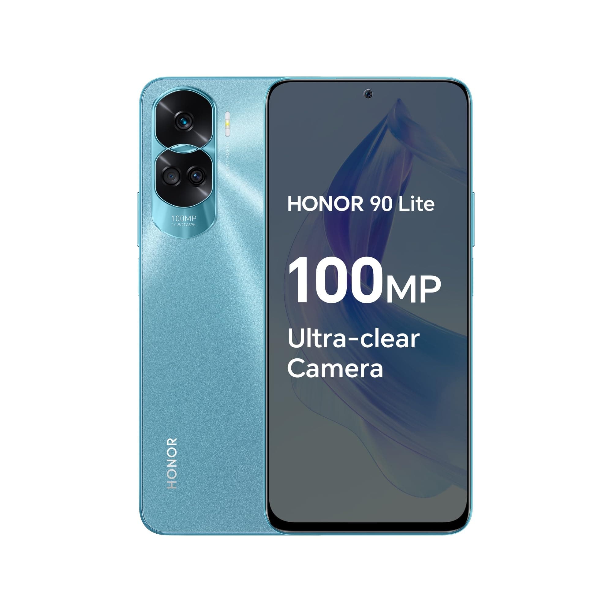 HONOR 90 Lite Smartphone 5G, 8GB+256GB, 6,7” IPS LCD 90Hz Display, 100MP Triple Rear Camera with 4500 mAh Battery, Dual SIM, Android 13 + GCC Warranty (Cyan Lake)