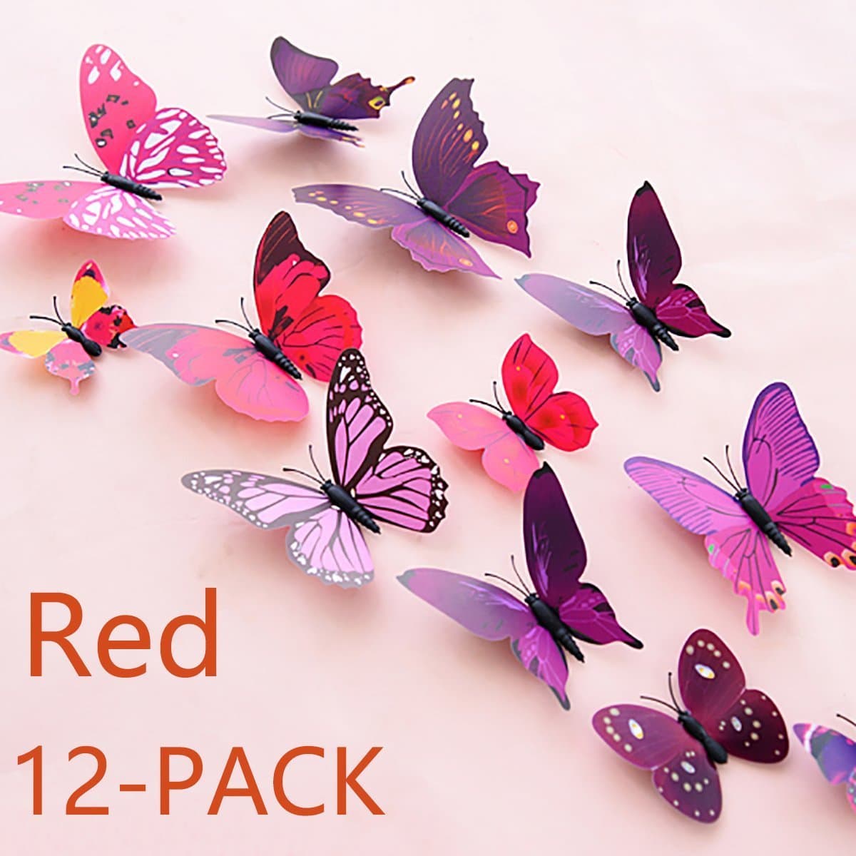 uelfbaby 24 pcs hermosa mariposa en 3d pared calcomanías extraíble bricolaje Hogar decoraciones Arte Decoración Pegatinas & murales de pared para bebés recámara TV Antecedentes salón