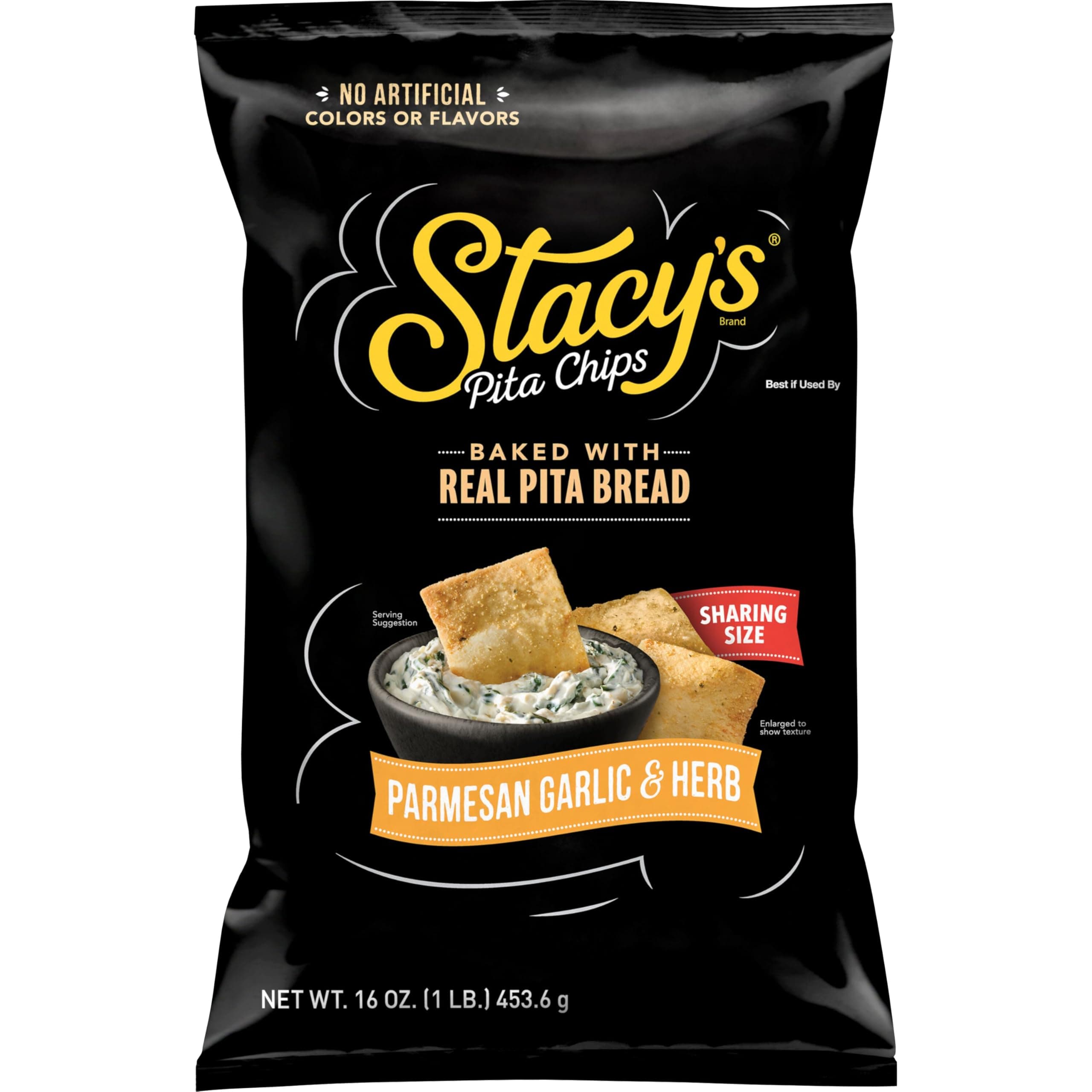 Stacy’s Pita Chips, Parmesan Garlic & Herb, No Artificial Colors or Flavors, 16 oz Bag