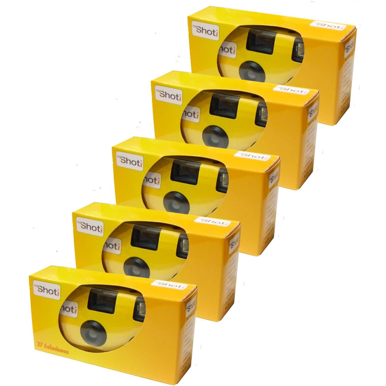 TopShot Single Use Cameras with 27 Photos and Built-In Flash Pack of 5