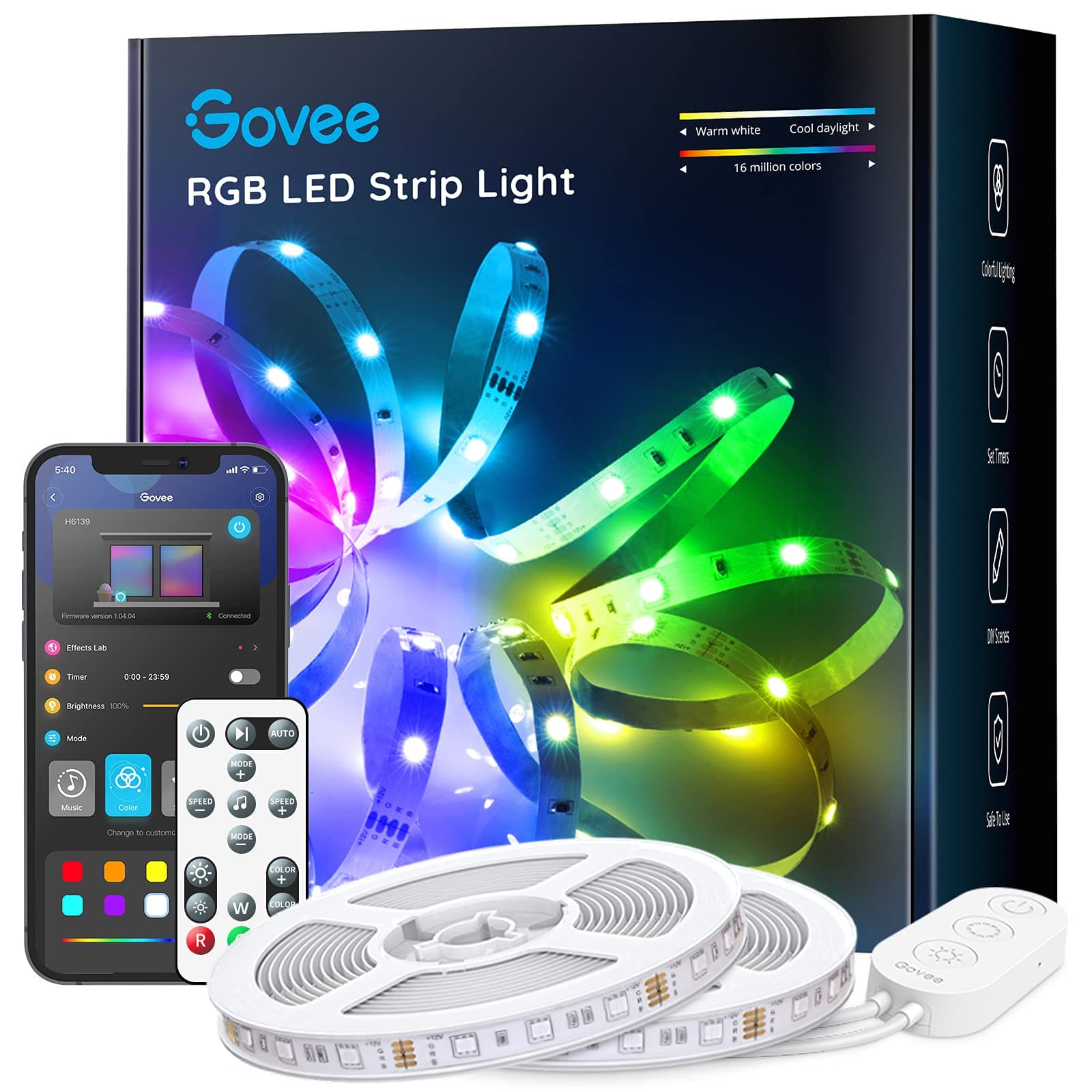 Govee 32.8ft Bluetooth LED Strip Lights H6139