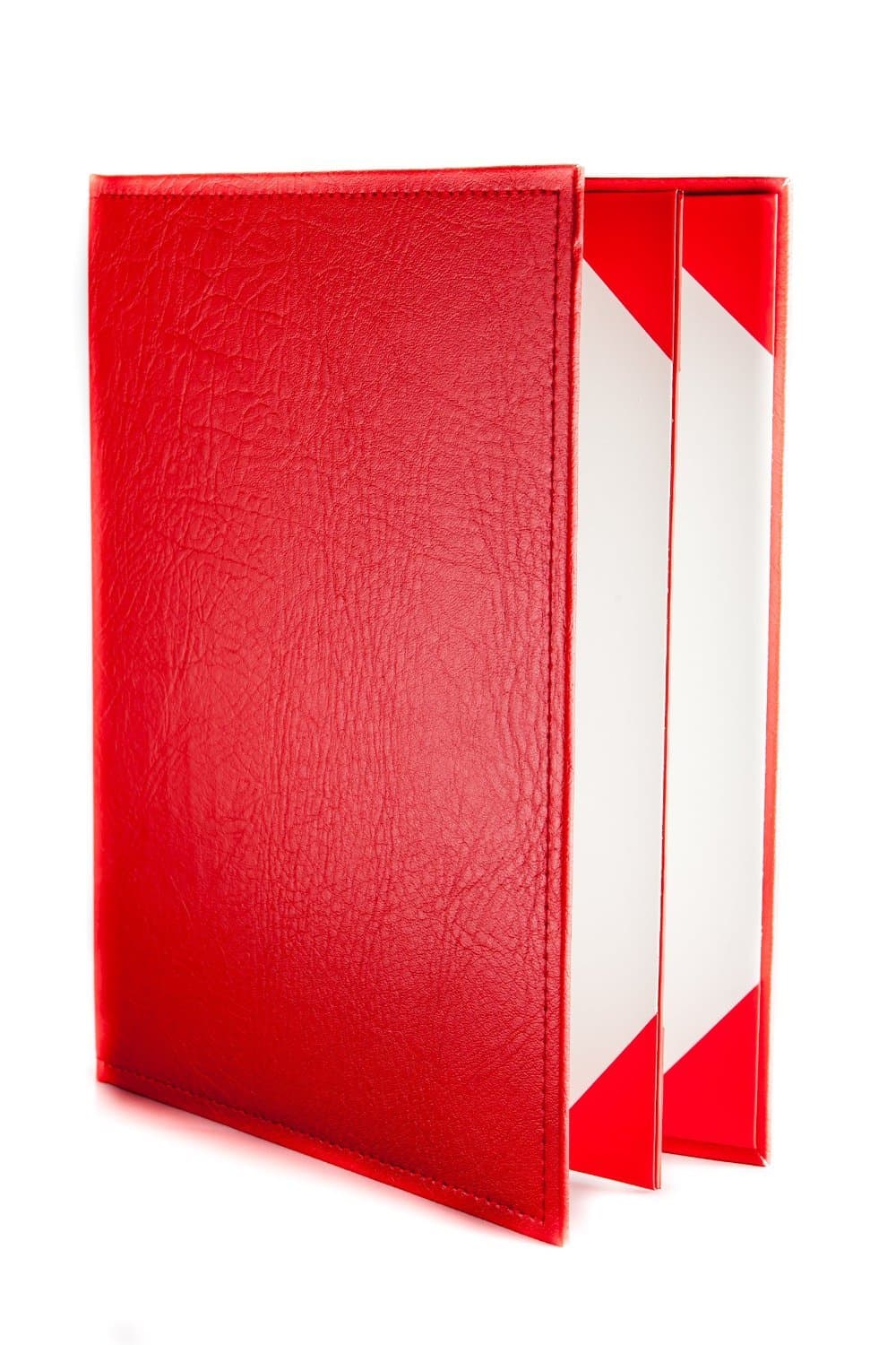 Menu Covers Made In Italian Faux Leather (10-Pack) - 8.5" X 11" - 4 Views - Red