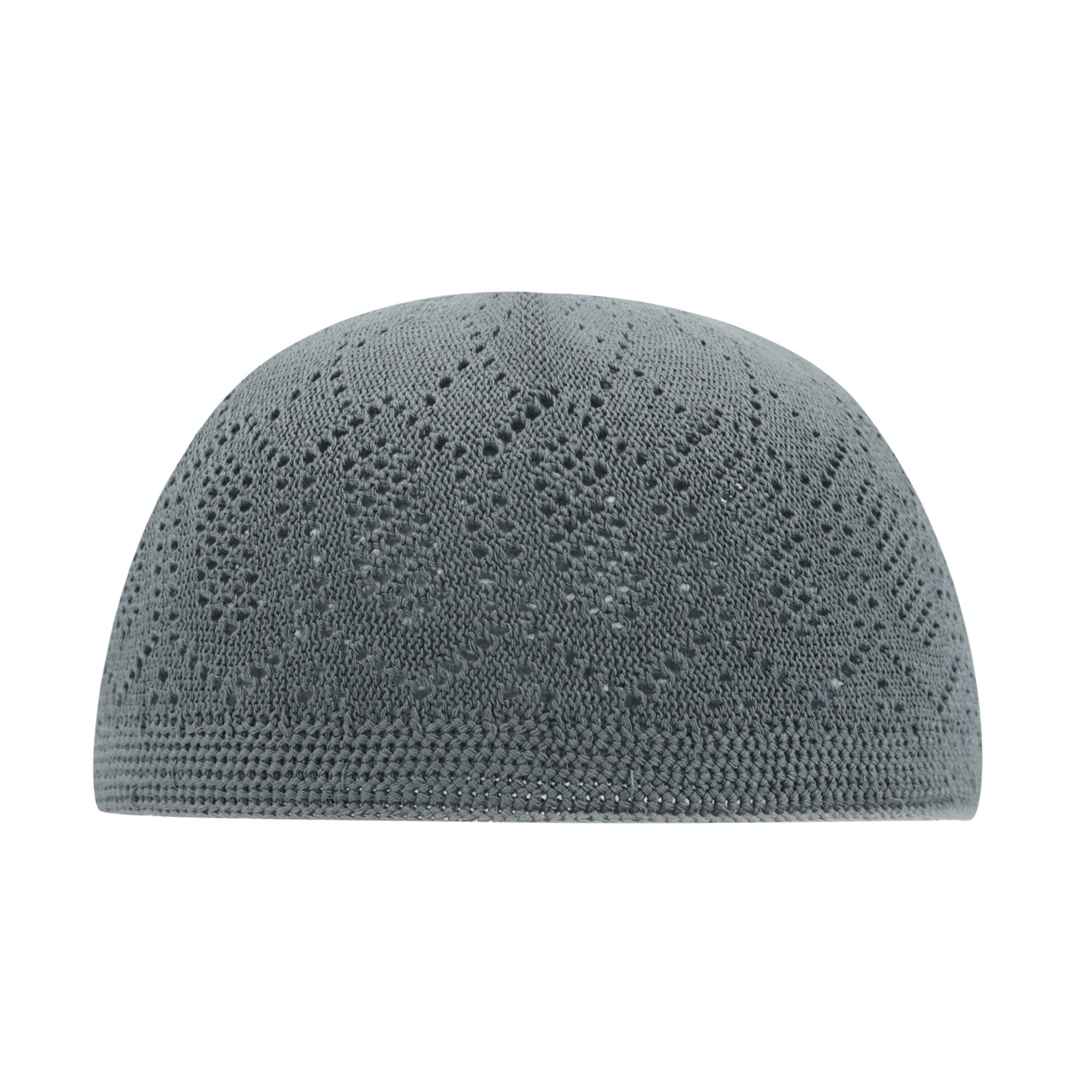 Plain Dark Grey Cotton Open-Knit Turkish Muslim Islamic Kufi Hat Taqiya Takke Kofia Skull Cap