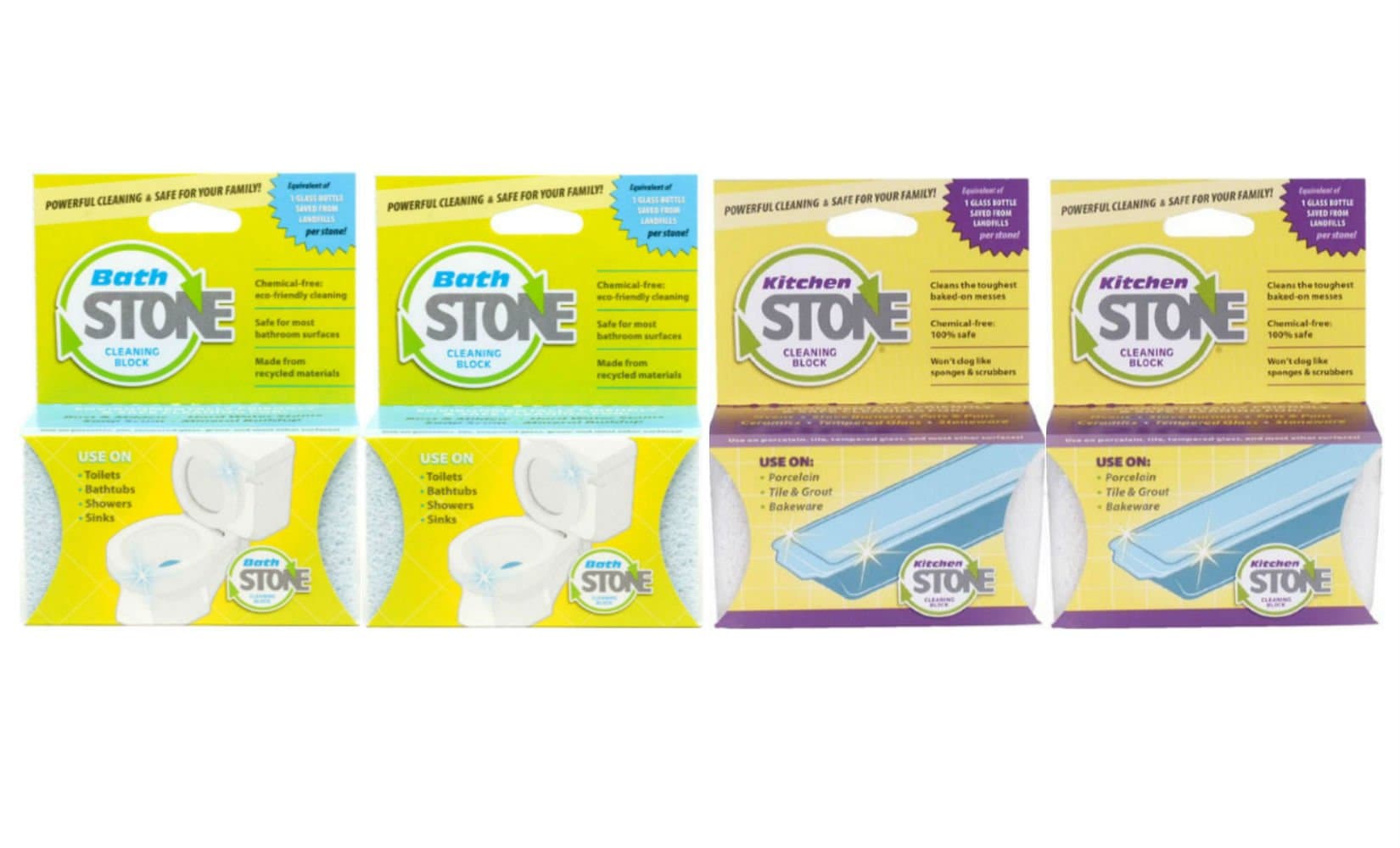 EarthStone BathStone Cleaning Block (2 Blocks) and KitchenStone Cleaning Block (2 Blocks) - Value Pack!