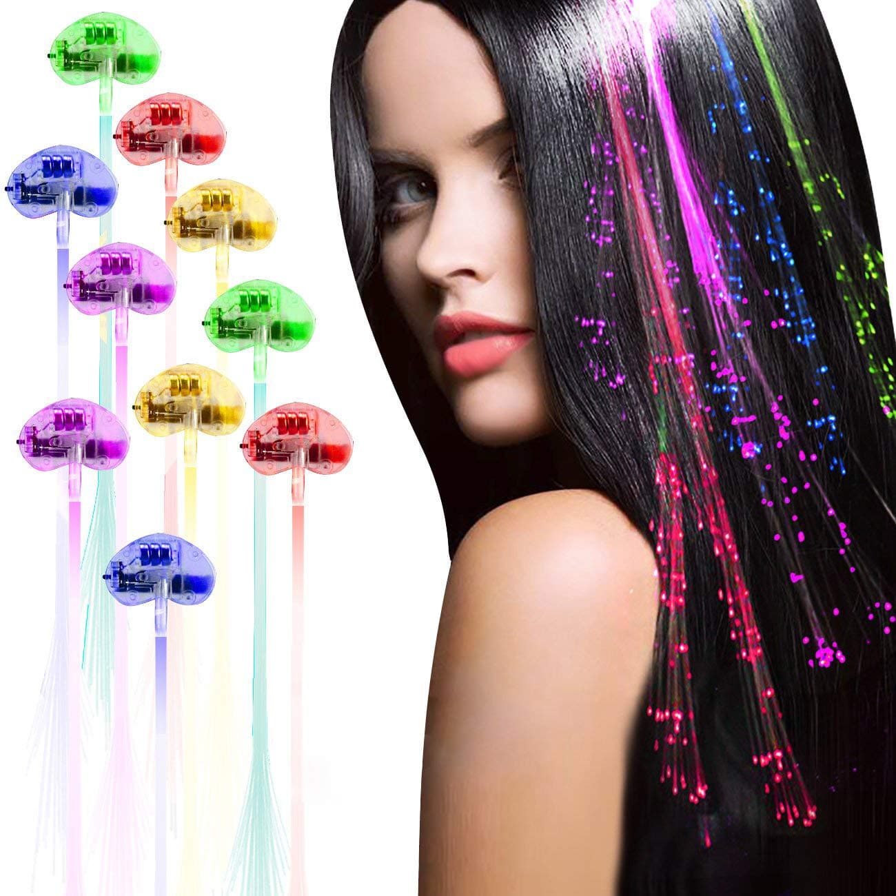 LED Light Up Hair Clips - 30 Pack Glow in the Dark Party Supplies Bar Dancing Hairpin Hair Accessories Women Girls Braid Extension Clips for Festival Halloween Christmas Birthday