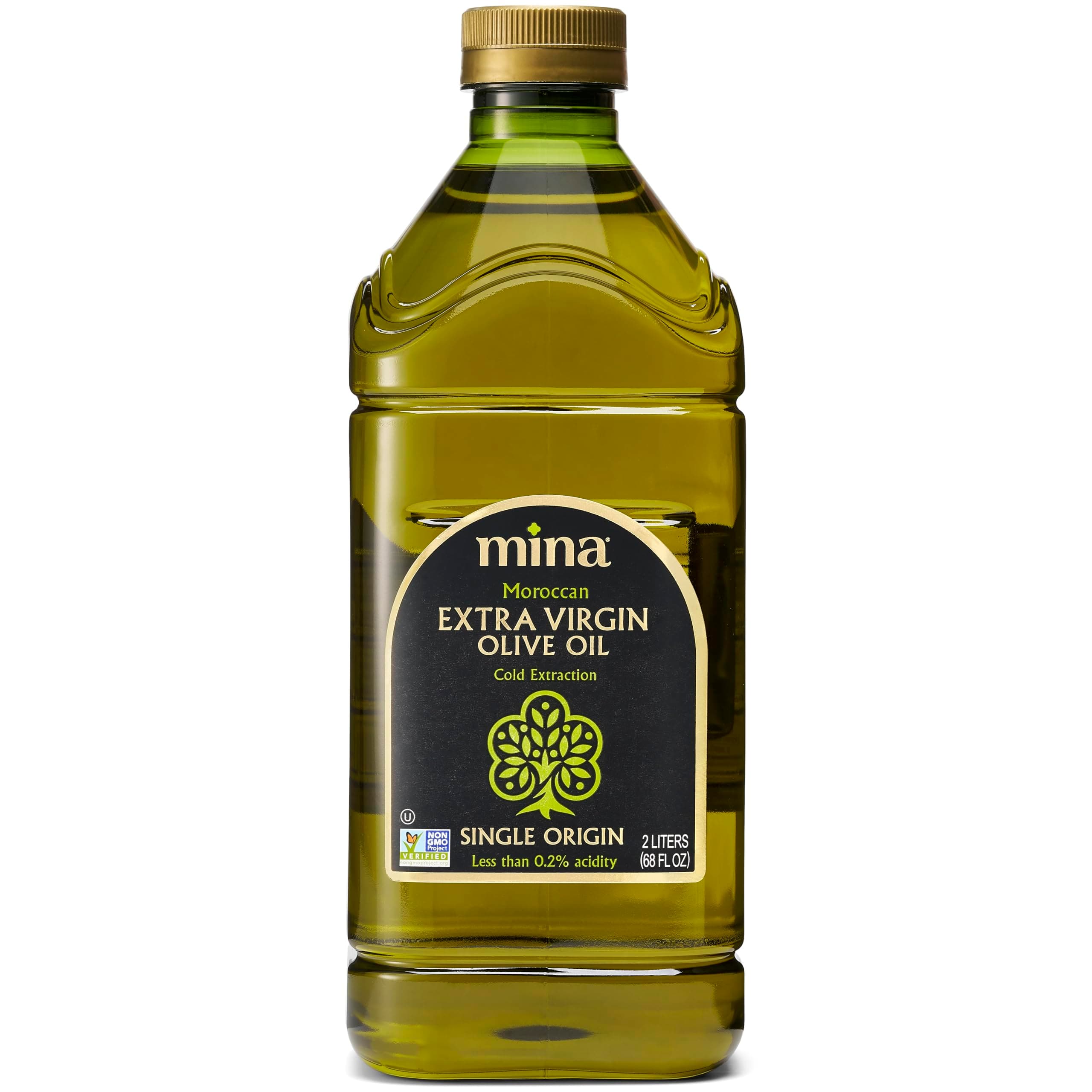 Mina Moroccan Olive Oil Extra Virgin 68 Fl Oz, New Harvest, Polyphenol Rich Olive Oil, Single Origin Extra Virgin Olive Oil, Cold Extraction, Less than 0.2% Acidity, 2 L
