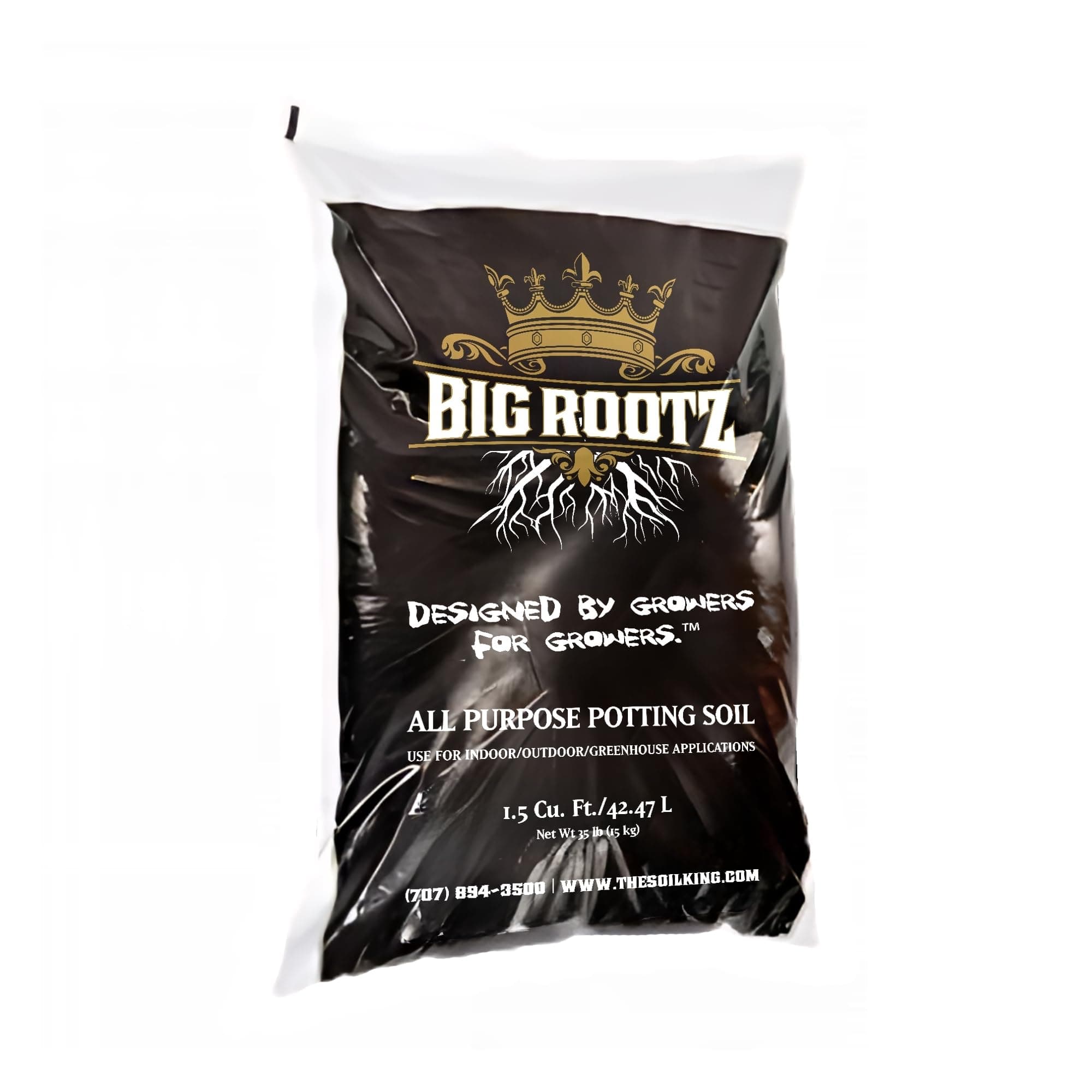Soil King Big Rootz Organic Potting Soil Mix, CDFA & EnvirOganic Certified, pH Adjusted with Mycorrhizae, Balanced Fertilizers & Minerals for Long-Lasting Nutrition, Indoor & Outdoor Use, 40 lb