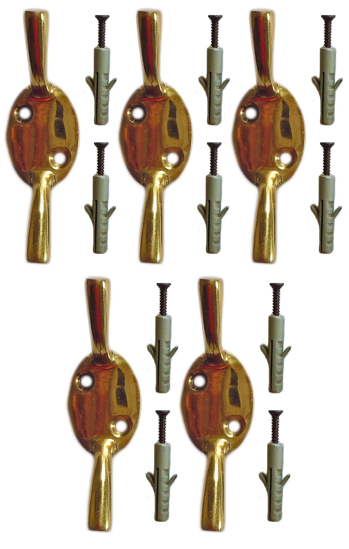 Choose from 17 Styles and Colors of Decorative Hooks (5 Brass Flat Hooks)