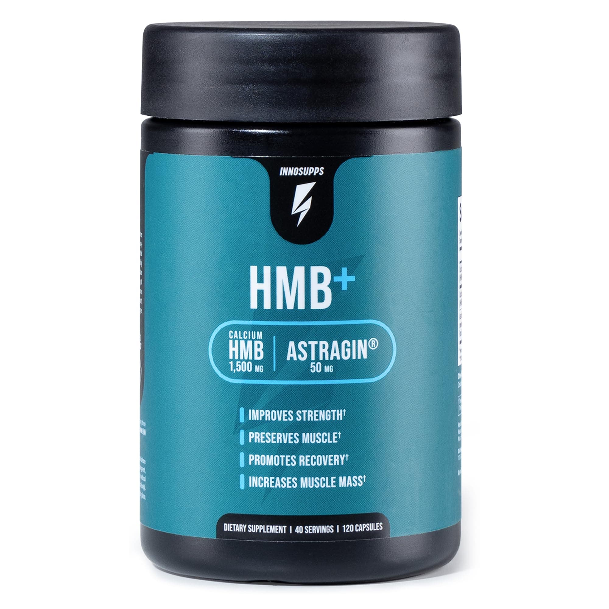 InnoSupps HMB+ | 1500mg HMB (Beta-Hydroxy Methylbutyrate) & 50mg Astragin | Enhanced Absorption, Preserves Muscle, Promotes Recovery, Increase Lean Muscle Mass | Gluten Free - 120 Veggie Capsules