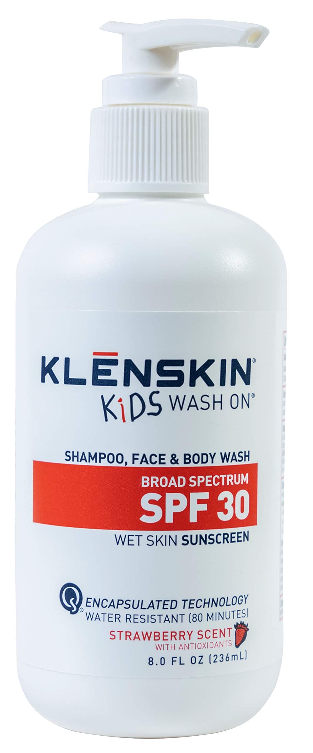KLENSKIN Kids Body Wash with SPF 30 Sunscreen, Water Resistant Sun Protection for Scalp, Face, Body, 8oz