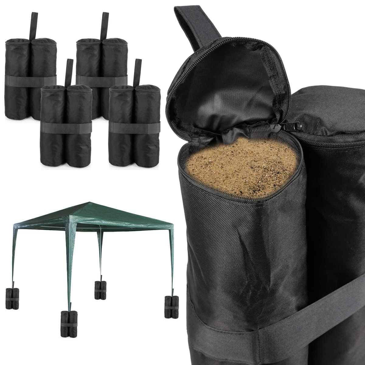 Anladia set of 4 gazebo feet high quality sand bags black durable weights stability for gazebos garden tents marquees