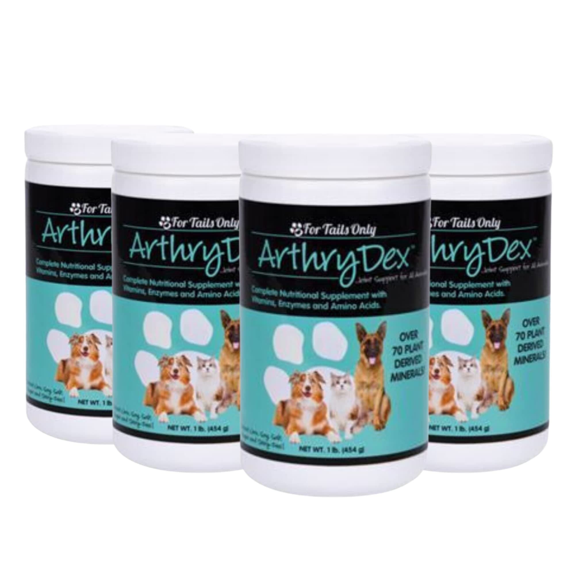Arthrydex Complete Nutritional Supplement | Vitamins Probiotics Enzymes | Pets Healthy Bones -1 lb Canister (Pack of 4)