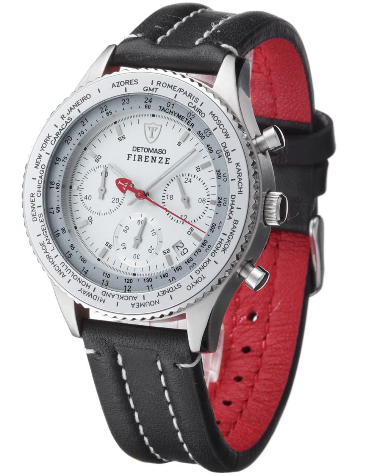 DETOMASO FIRENZE Chronograph Silver Dial Leather