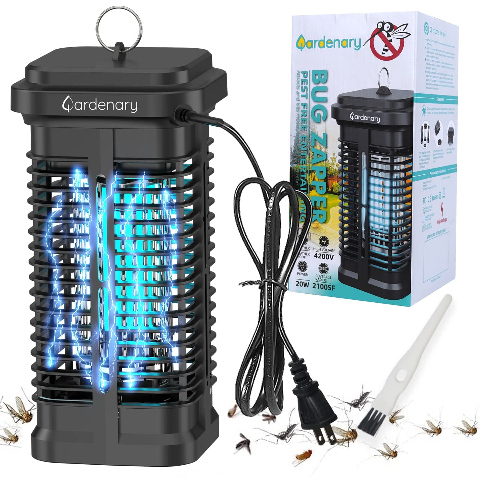 Bug Zapper 20W for Outdoor and Indoor, 4200V Electric Mosquito Zapper, Mosquito Killer, Waterproof Fly Zapper Outdoor, Electronic Mosquitoes Lamp, Fly Insect Trap for Patio Home Backyard