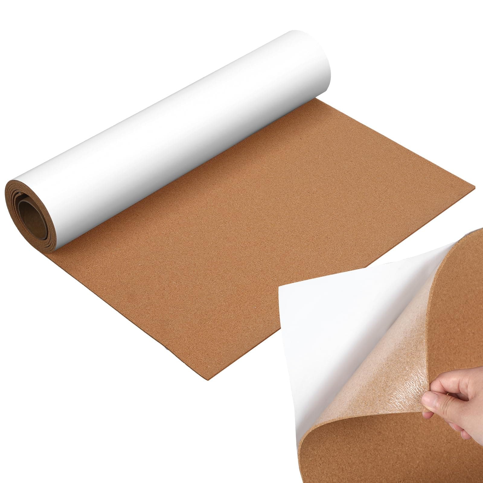 24 x 100 Inches Self Adhesive Cork Roll Thickness Bulletin Message Board for Door Signs Floor Wall Decors DIY Craf(3mm)