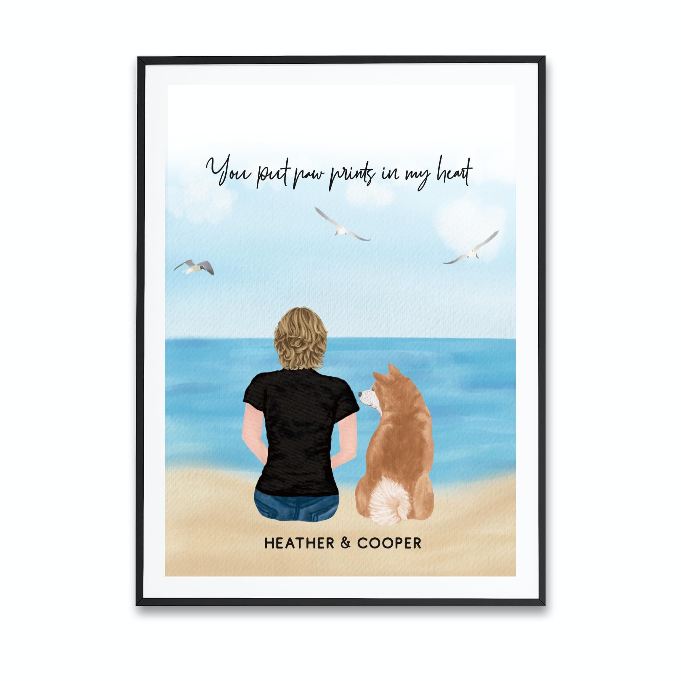 Owner and Pet Print, Custom Family Print, Personalised Pet Print, Personalized Dog Loss Gift, Pet Portrait, Dog Memorial, Pet Print, Personalized Dog Remembrance, Custom Dog Mom Gift