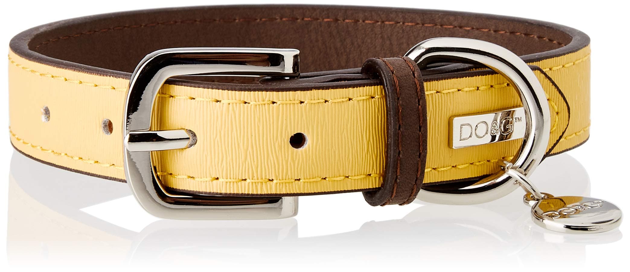 DO & G Leather Collection Dog Collar, Small, Yellow