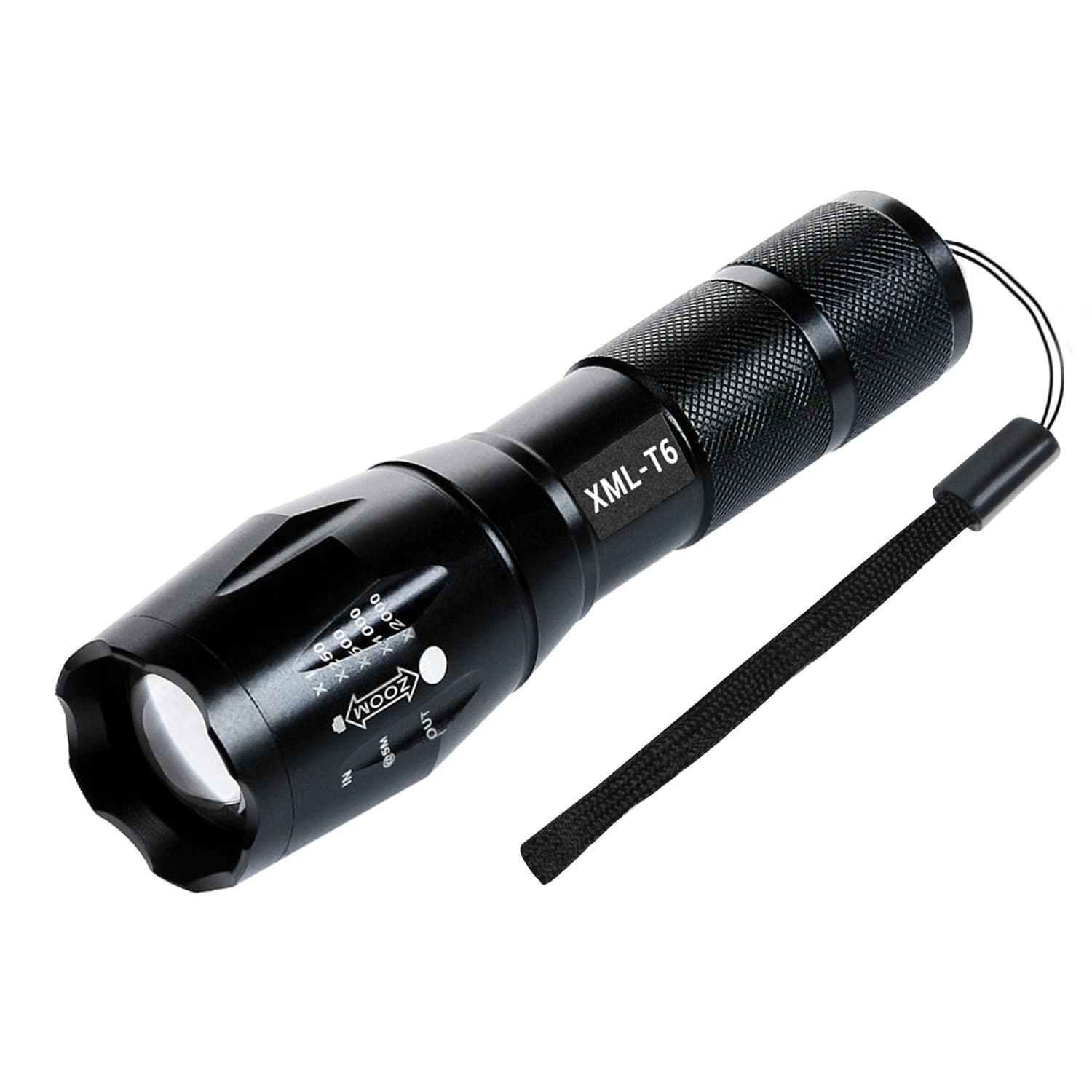 LED Tactical Flashlight, iLOME Brightest Handheld Tactical Flashlight with T6 Lamp and Adjustable Focus for Night Camping Hiking Patrol Fishing (Outdoor and Indoor) - Portable and Water Resistance